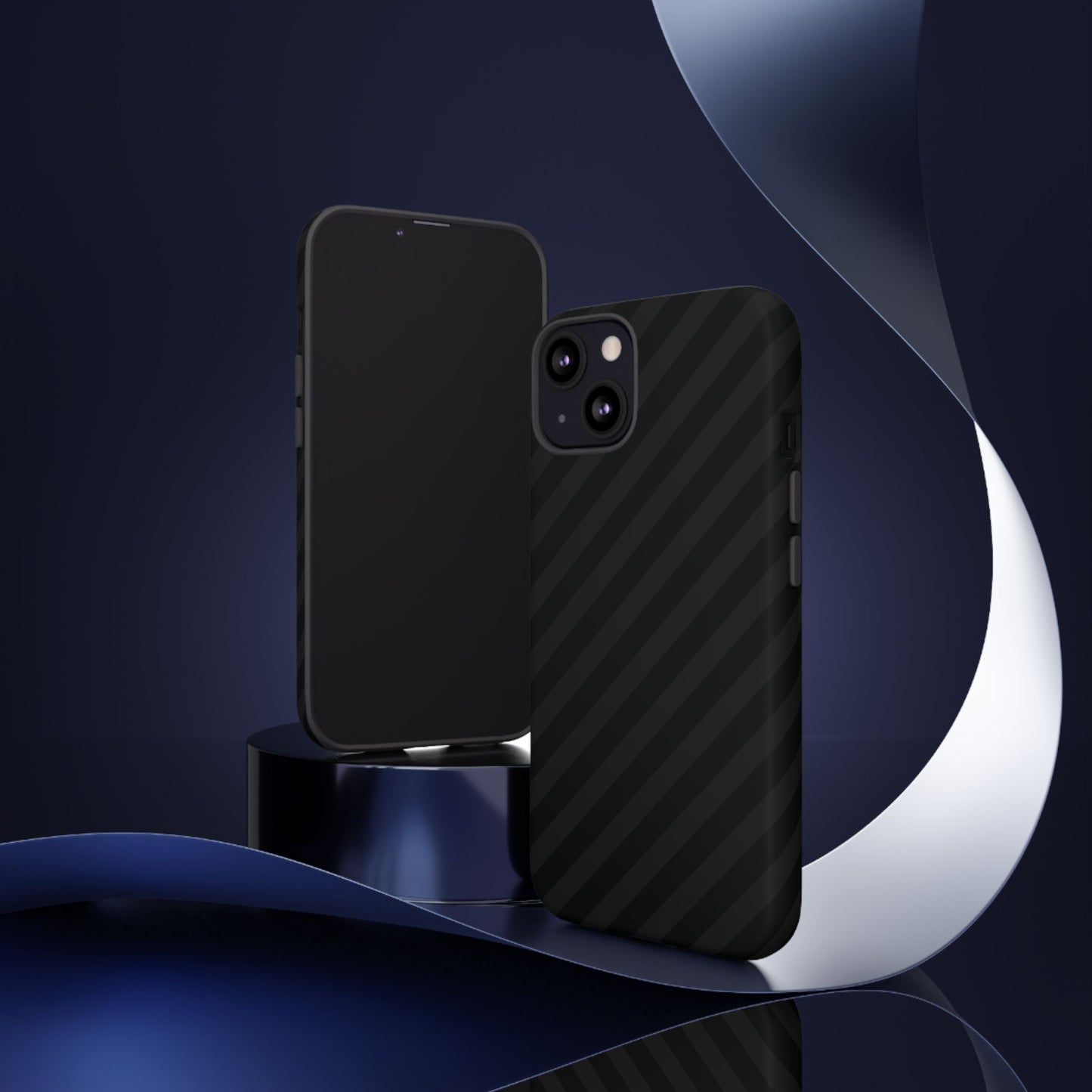 Phone Case, Black Diagonal Pattern Tough Gloss Finish Protective Cover, iPhone, Samsung, Google Pixel, Unique Geometric Design, Gift