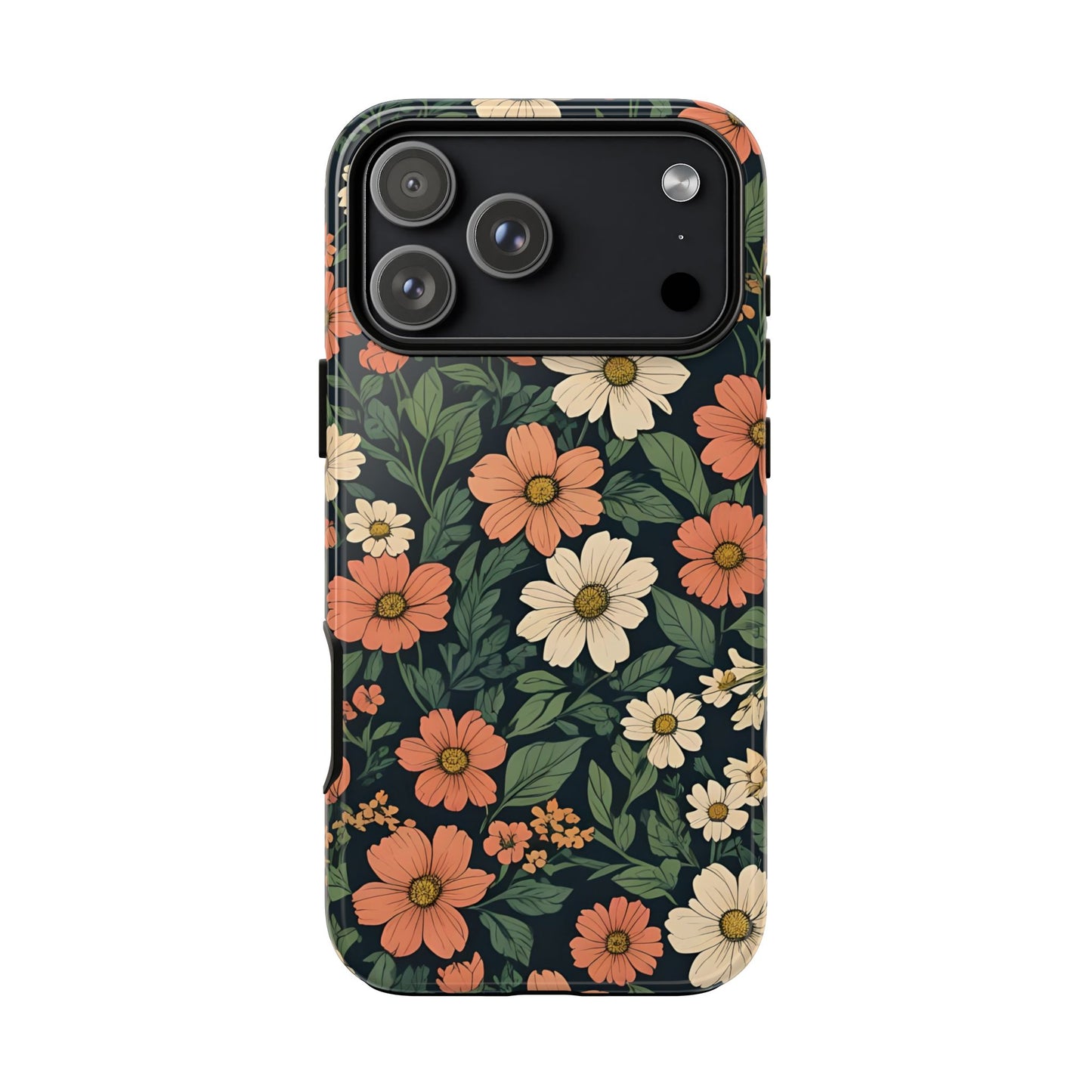 Orange & White Floral Phone Case Elegant Protection for iPhone, Samsung S and Google Pixel Phones