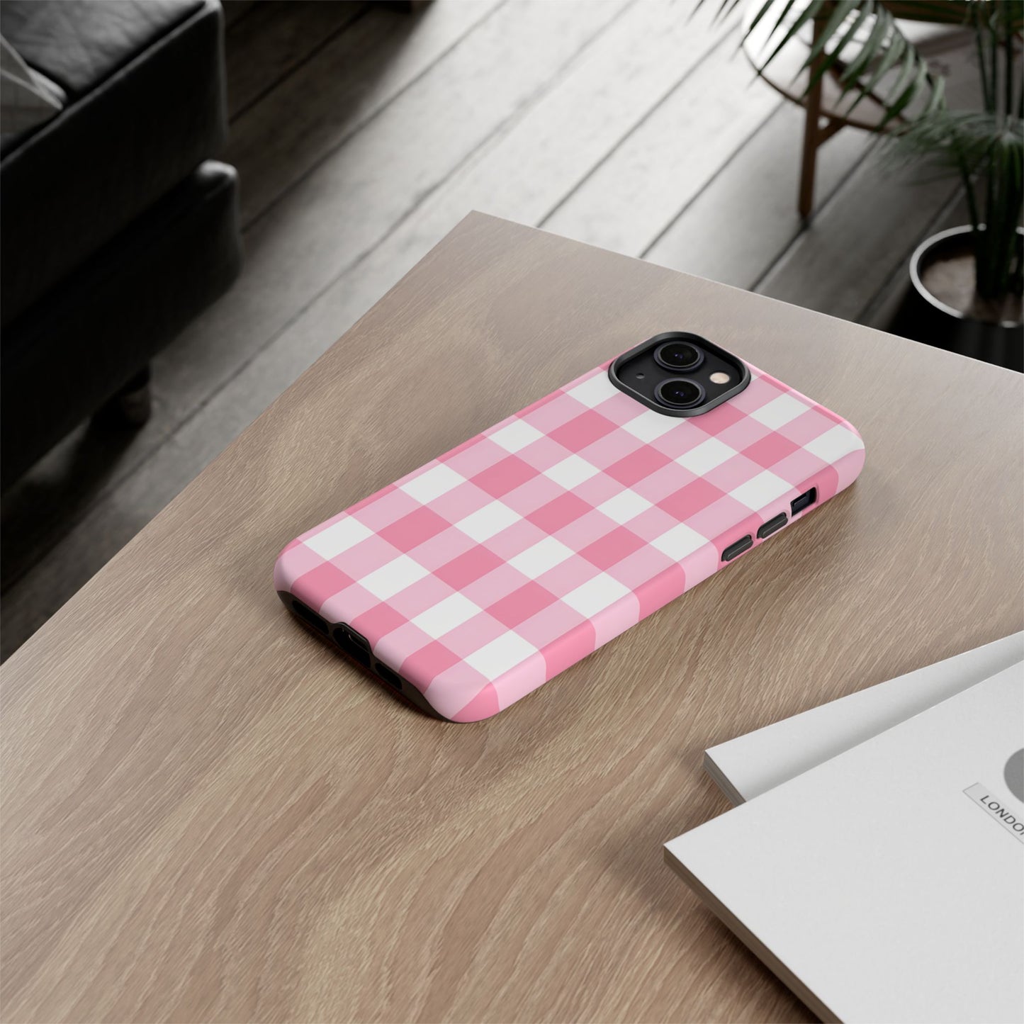 Pink Gingham Cute Phone Case Cover, for Fashion Lovers, Gift for Her, Stylish Tech Accessory, Perfect for Birthdays & Holidays