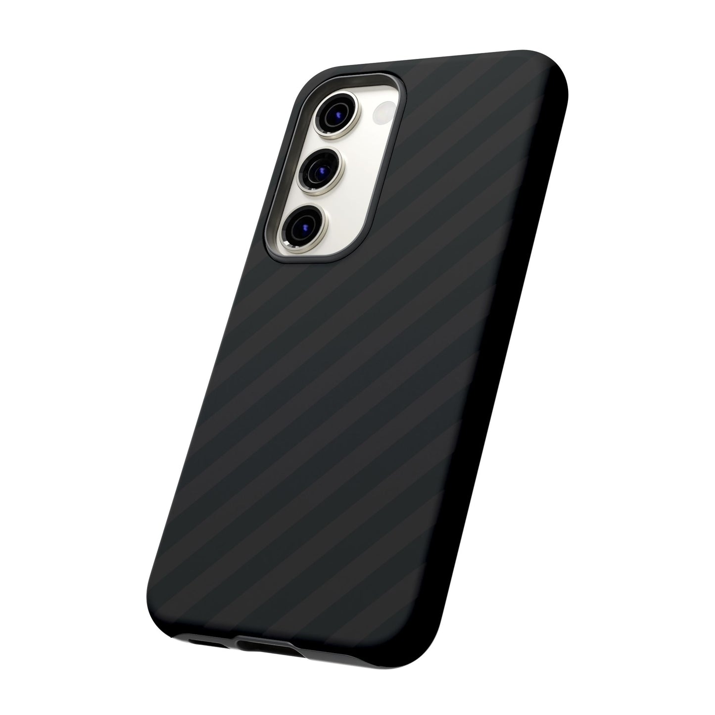 Phone Case, Black Diagonal Pattern Tough Gloss Finish Protective Cover, iPhone, Samsung, Google Pixel, Unique Geometric Design, Gift