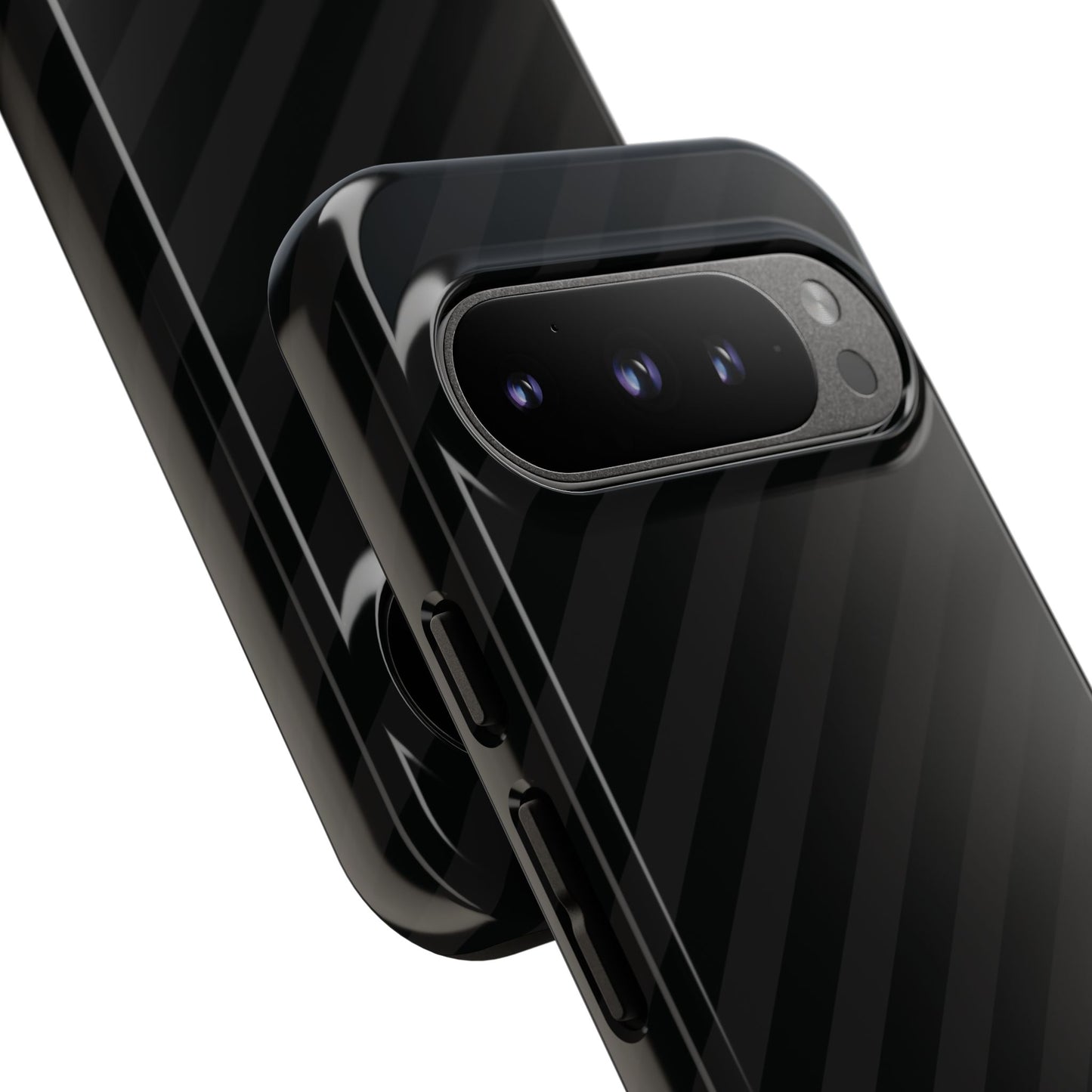 Phone Case, Black Diagonal Pattern Tough Gloss Finish Protective Cover, iPhone, Samsung, Google Pixel, Unique Geometric Design, Gift