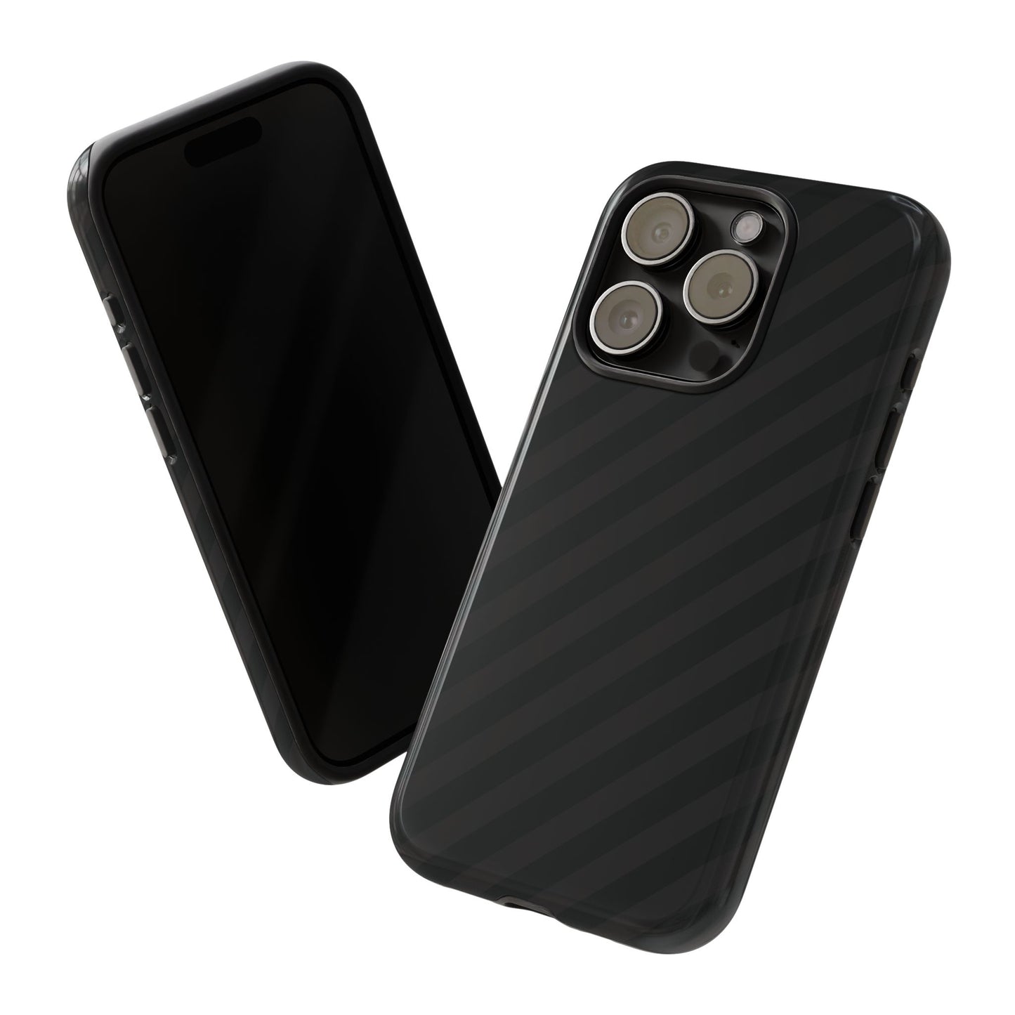 Phone Case, Black Diagonal Pattern Tough Gloss Finish Protective Cover, iPhone, Samsung, Google Pixel, Unique Geometric Design, Gift