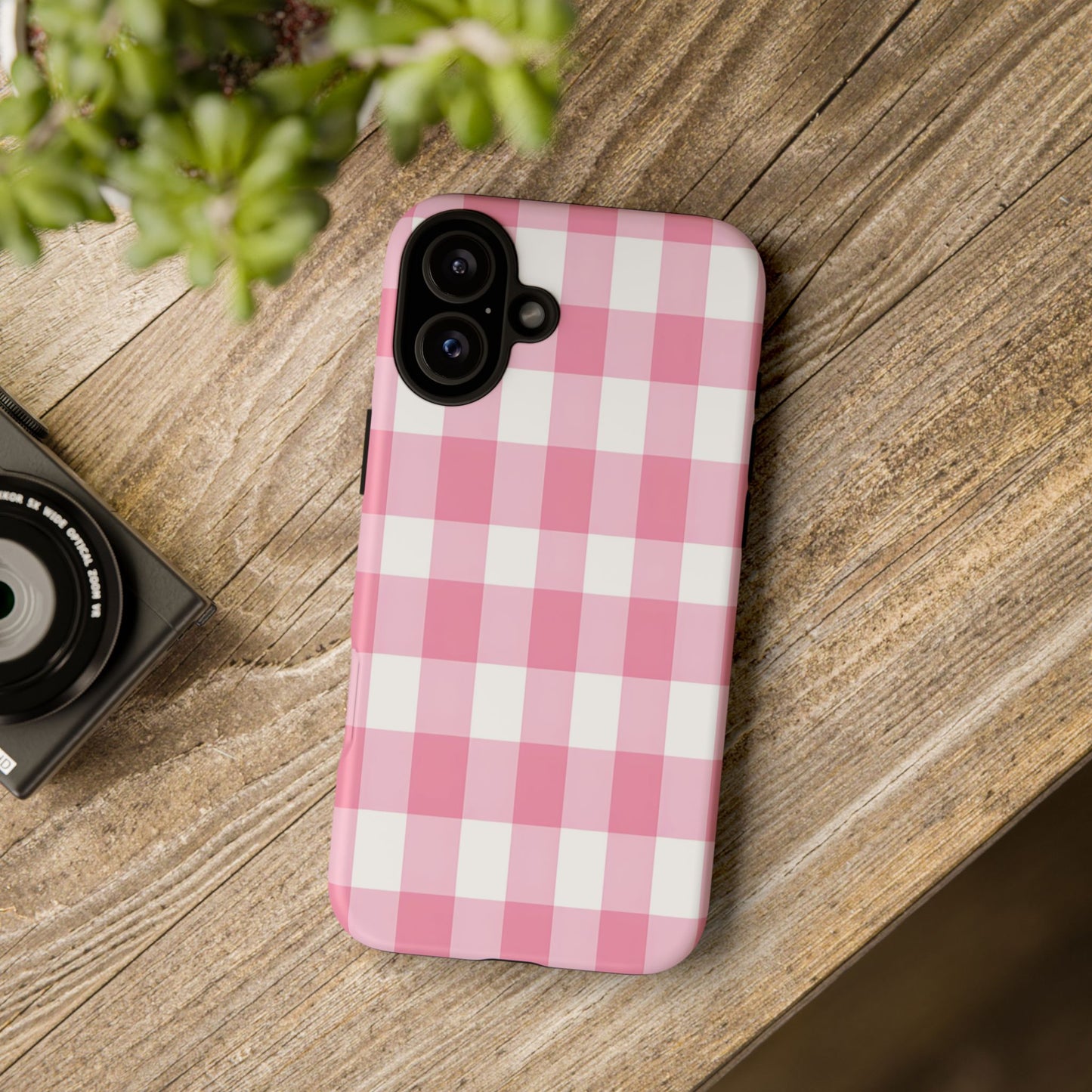 Pink Gingham Cute Phone Case Cover, for Fashion Lovers, Gift for Her, Stylish Tech Accessory, Perfect for Birthdays & Holidays