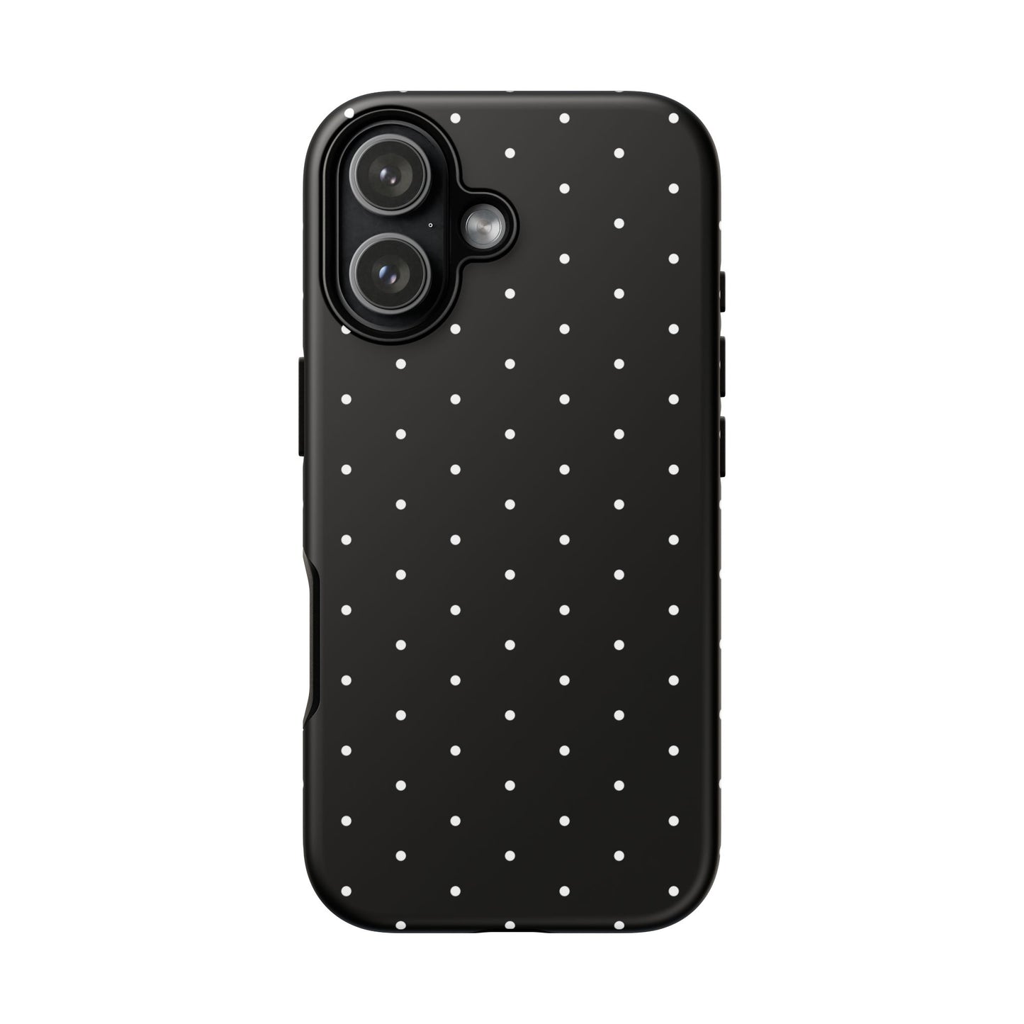 Phone Case, Elegant Black Tough Case with White Dots, Stylish Protective Cover, Minimalist Design, Gift for Her, Birthday Present, Christmas