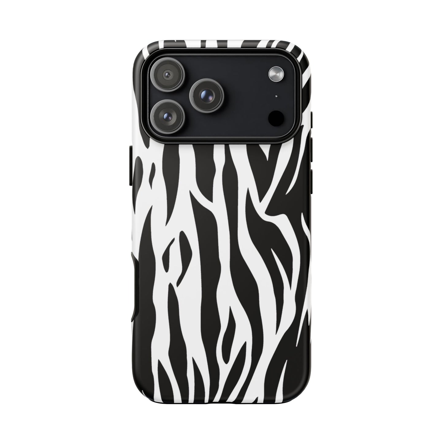 Black White Tiger Print Tough Case Cover for iPhone Samsung and Google phones.