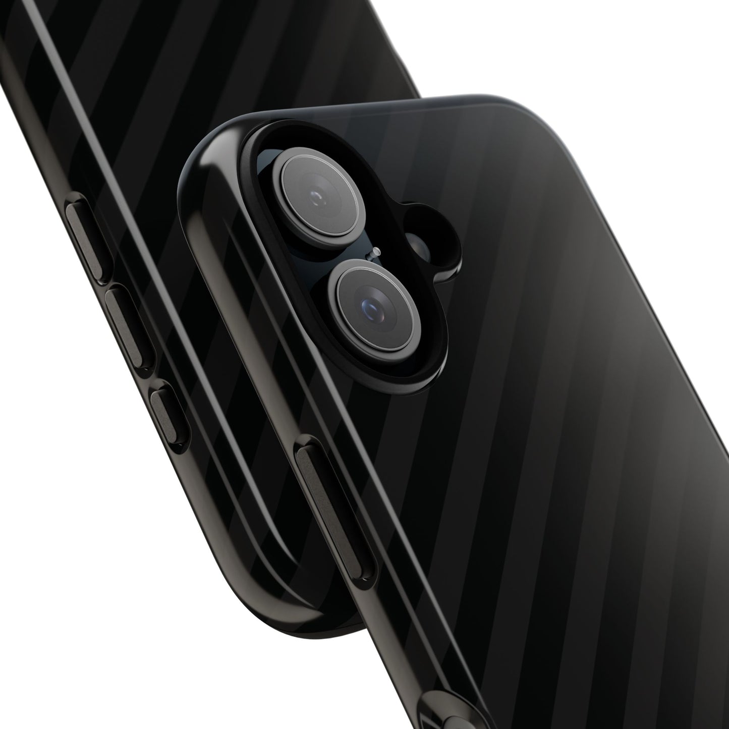 Phone Case, Black Diagonal Pattern Tough Gloss Finish Protective Cover, iPhone, Samsung, Google Pixel, Unique Geometric Design, Gift