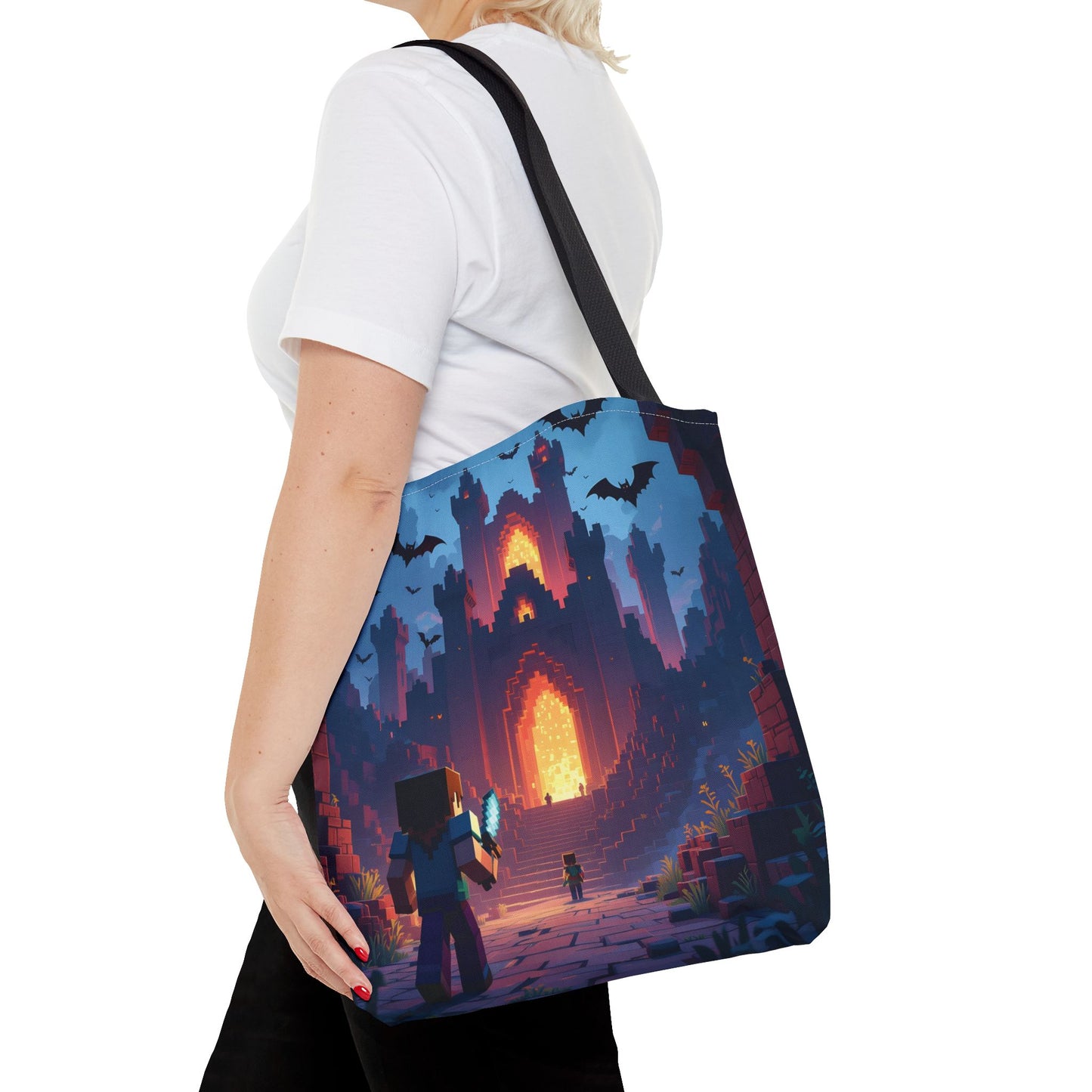 Block Movie Adventure Tote Bag, Gaming Gift, Eco-Friendly, Reusable Shopping Bag, Tote for Gamers, Halloween Vibes,