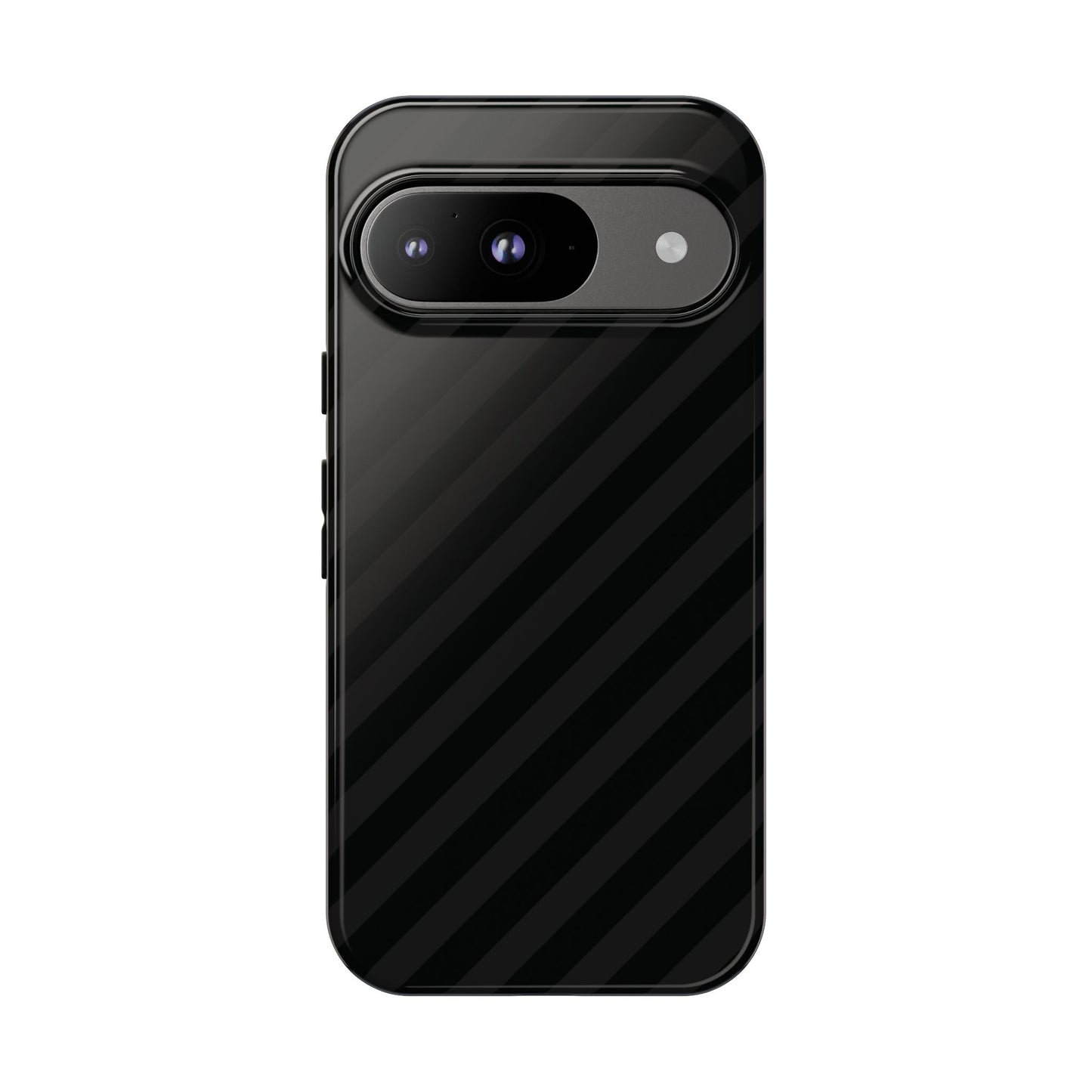 Phone Case, Black Diagonal Pattern Tough Gloss Finish Protective Cover, iPhone, Samsung, Google Pixel, Unique Geometric Design, Gift