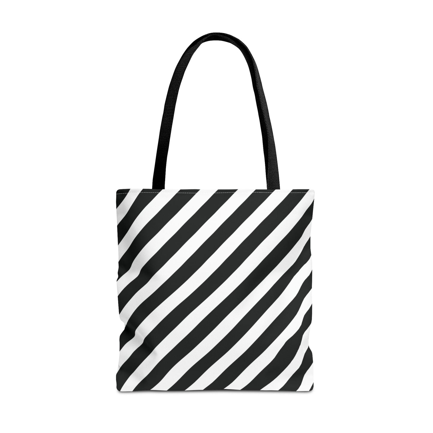 Black and White Diagonal Striped Tote Bag