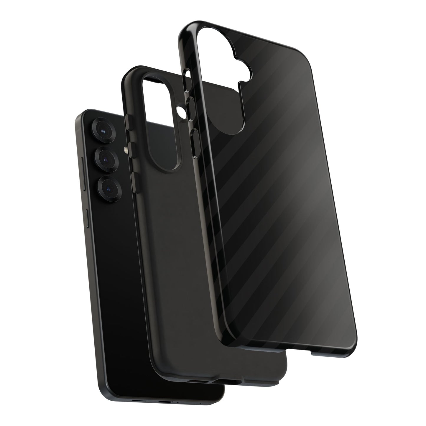 Phone Case, Black Diagonal Pattern Tough Gloss Finish Protective Cover, iPhone, Samsung, Google Pixel, Unique Geometric Design, Gift