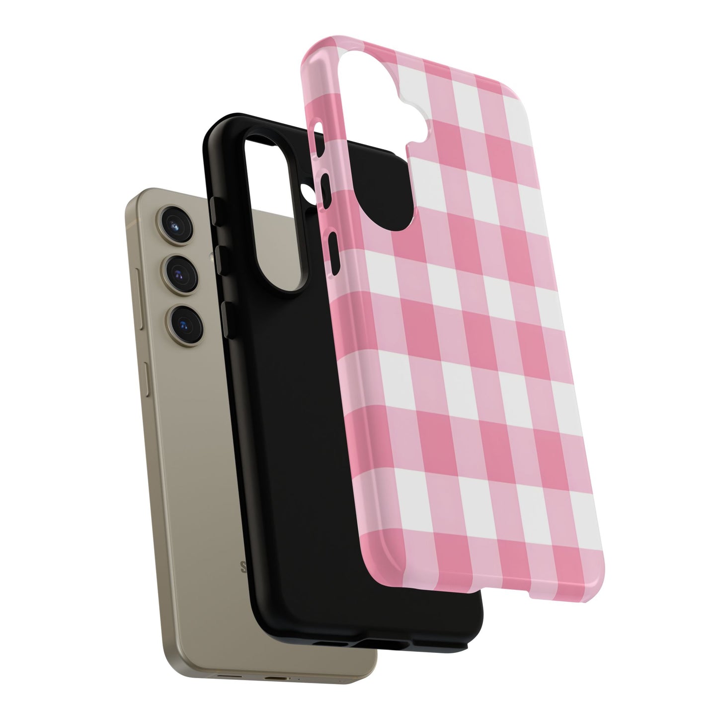 Pink Gingham Cute Phone Case Cover, for Fashion Lovers, Gift for Her, Stylish Tech Accessory, Perfect for Birthdays & Holidays