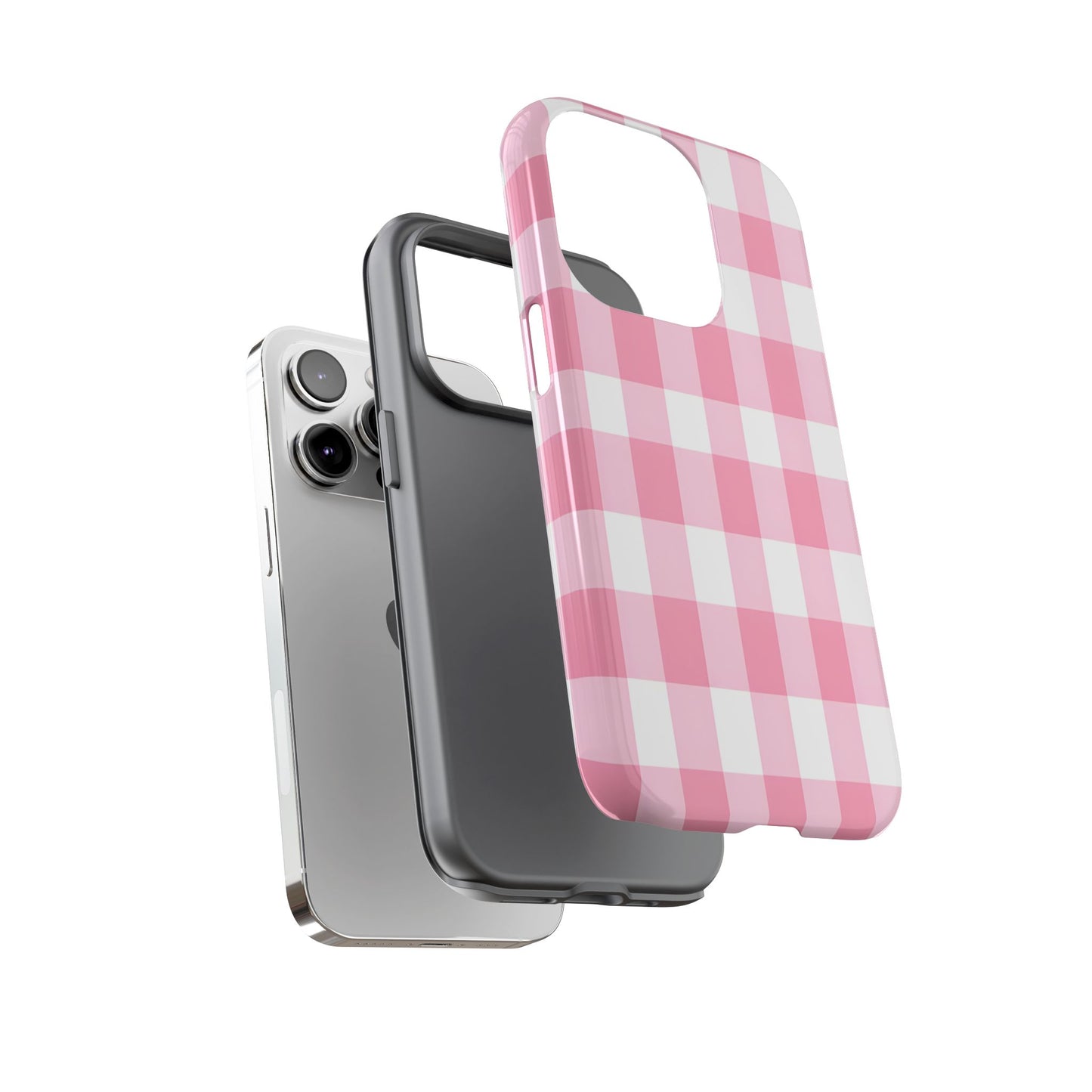 Pink Gingham Cute Phone Case Cover, for Fashion Lovers, Gift for Her, Stylish Tech Accessory, Perfect for Birthdays & Holidays