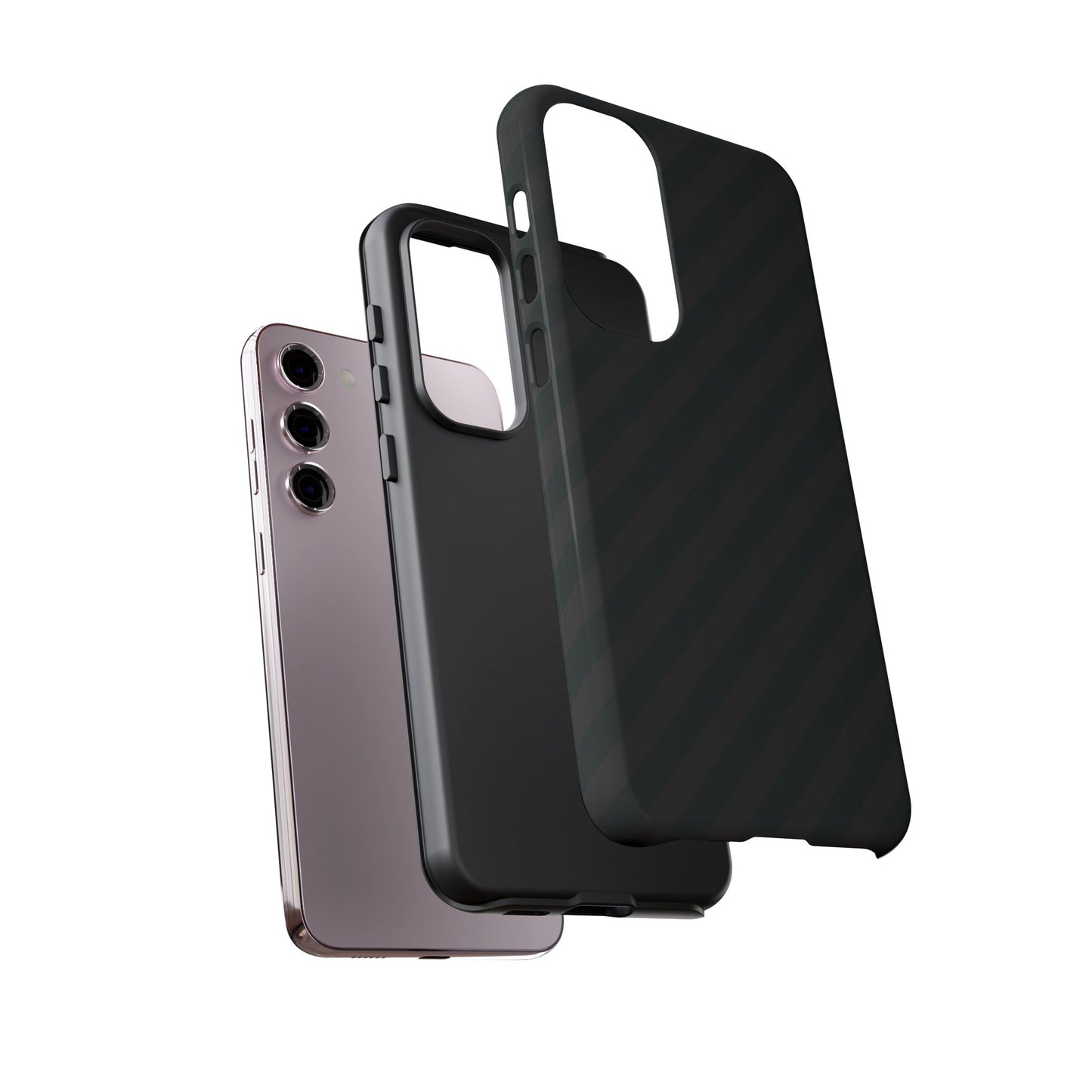Phone Case, Black Diagonal Pattern Tough Gloss Finish Protective Cover, iPhone, Samsung, Google Pixel, Unique Geometric Design, Gift