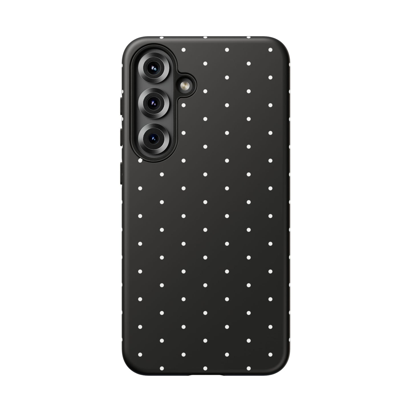Phone Case, Elegant Black Tough Case with White Dots, Stylish Protective Cover, Minimalist Design, Gift for Her, Birthday Present, Christmas