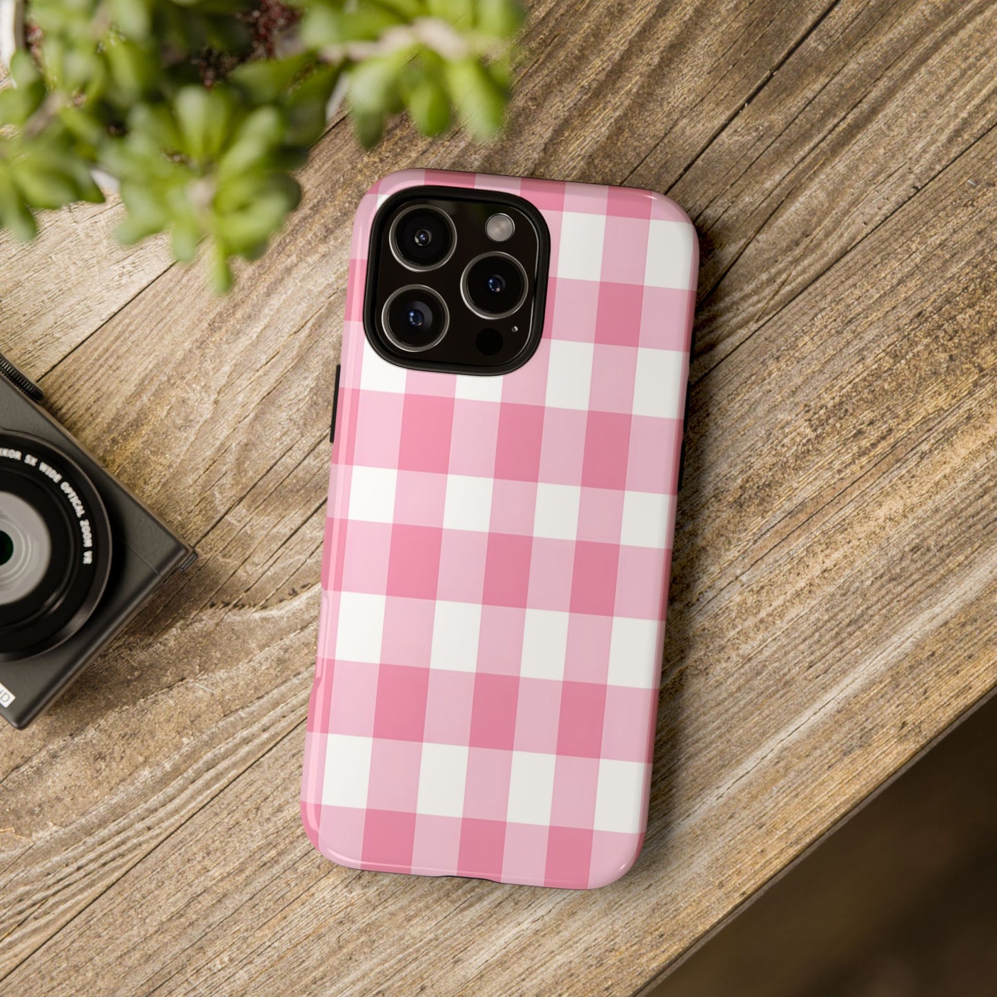 Pink Gingham Cute Phone Case Cover, for Fashion Lovers, Gift for Her, Stylish Tech Accessory, Perfect for Birthdays & Holidays