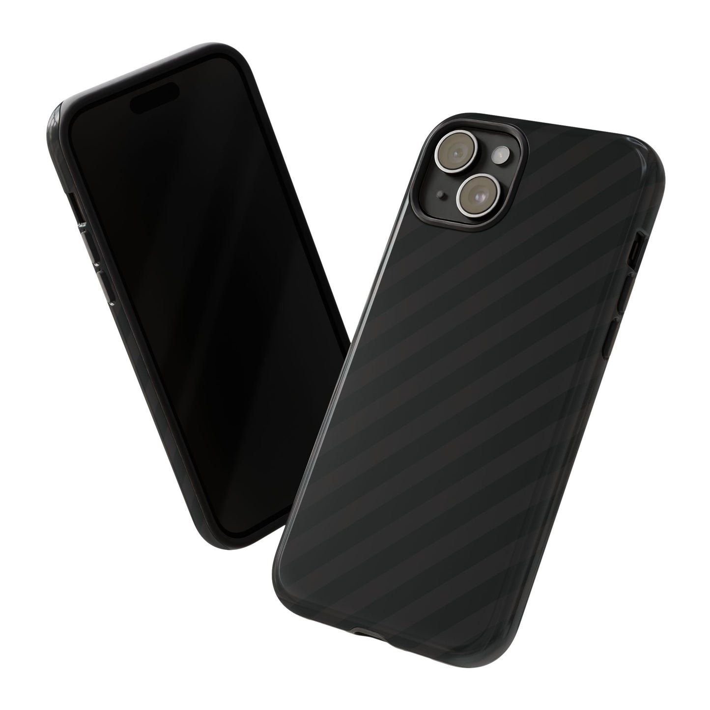 Phone Case, Black Diagonal Pattern Tough Gloss Finish Protective Cover, iPhone, Samsung, Google Pixel, Unique Geometric Design, Gift