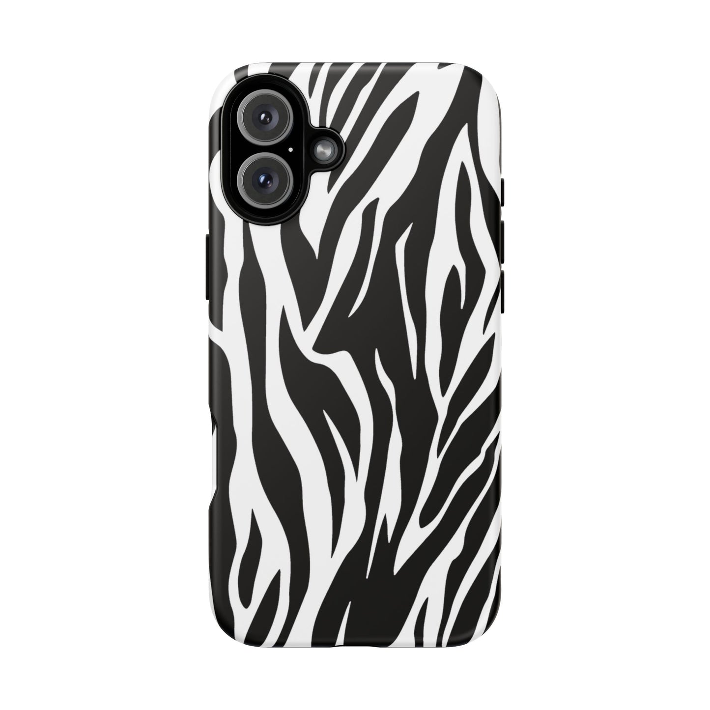 Black White Tiger Print Tough Case Cover for iPhone Samsung and Google phones.