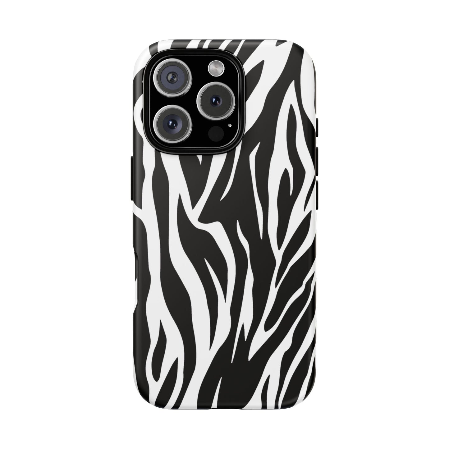 Black White Tiger Print Tough Case Cover for iPhone Samsung and Google phones.