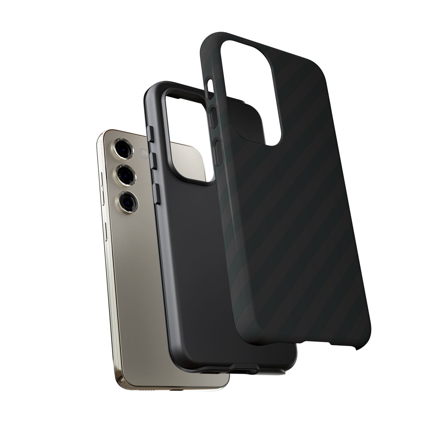 Phone Case, Black Diagonal Pattern Tough Gloss Finish Protective Cover, iPhone, Samsung, Google Pixel, Unique Geometric Design, Gift