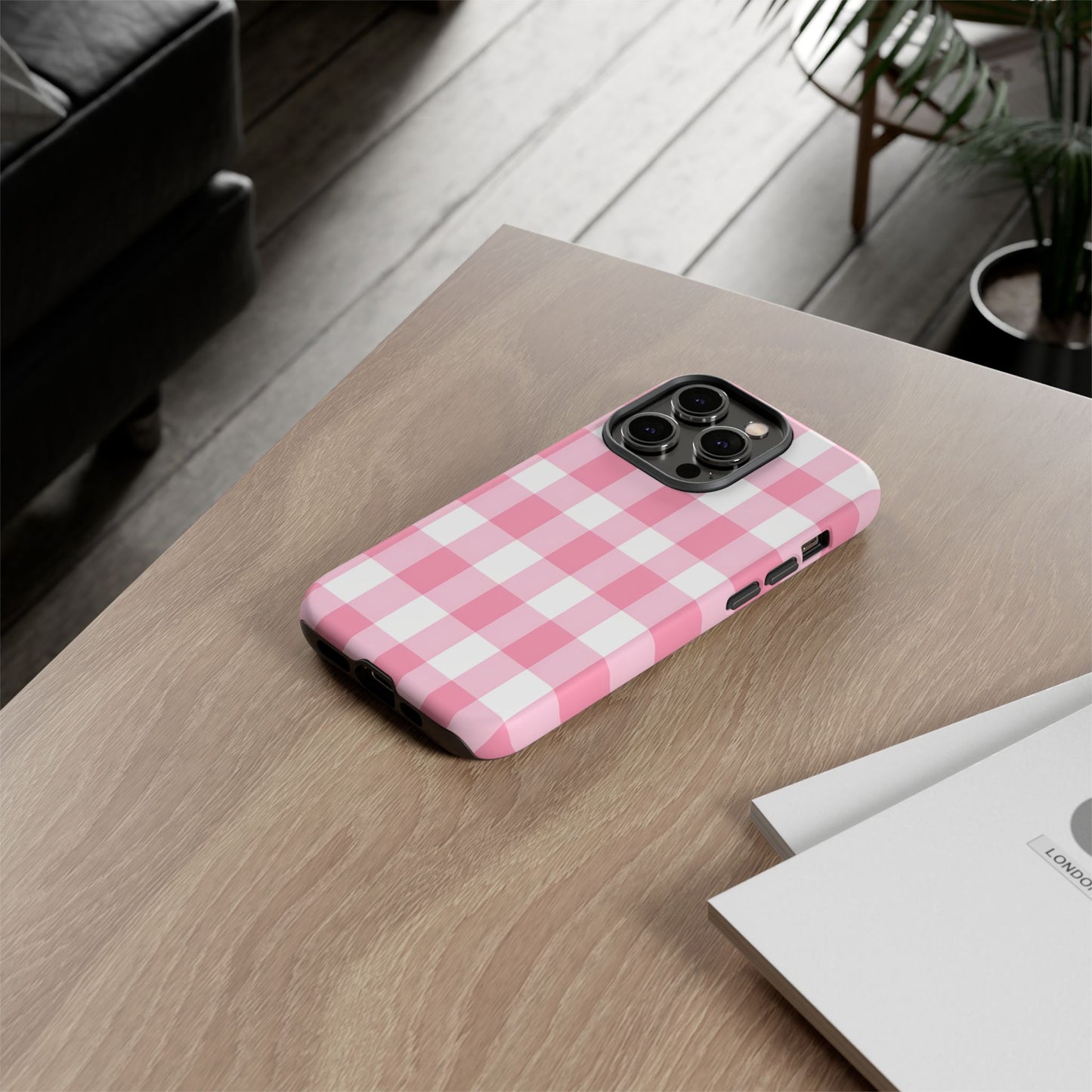 Pink Gingham Cute Phone Case Cover, for Fashion Lovers, Gift for Her, Stylish Tech Accessory, Perfect for Birthdays & Holidays