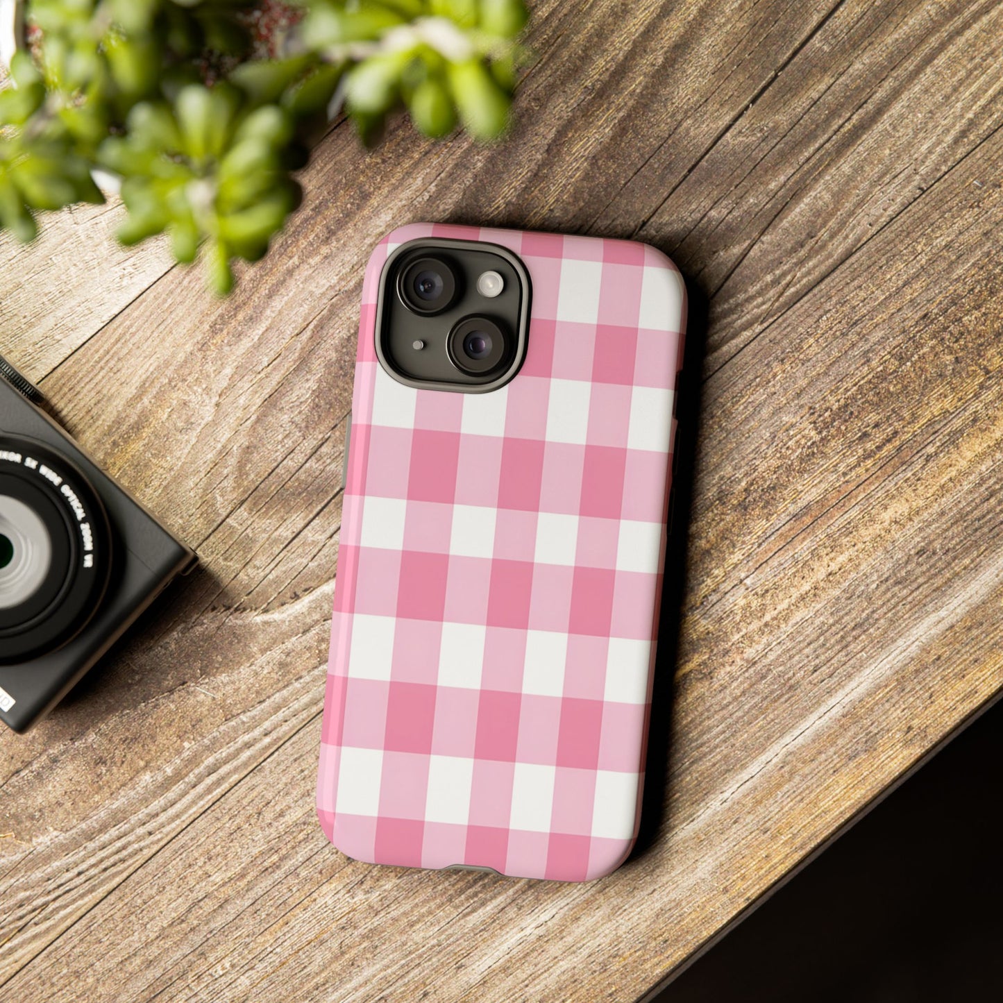 Pink Gingham Cute Phone Case Cover, for Fashion Lovers, Gift for Her, Stylish Tech Accessory, Perfect for Birthdays & Holidays