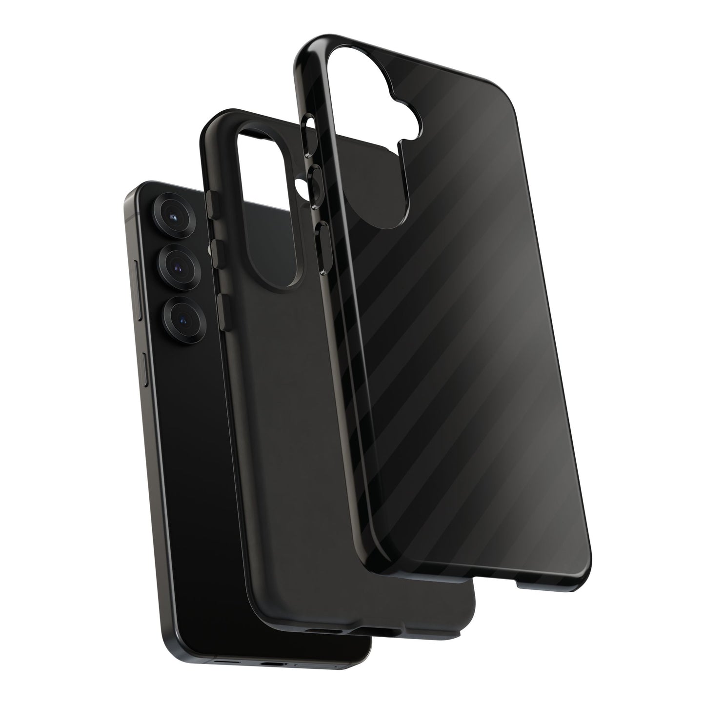 Phone Case, Black Diagonal Pattern Tough Gloss Finish Protective Cover, iPhone, Samsung, Google Pixel, Unique Geometric Design, Gift