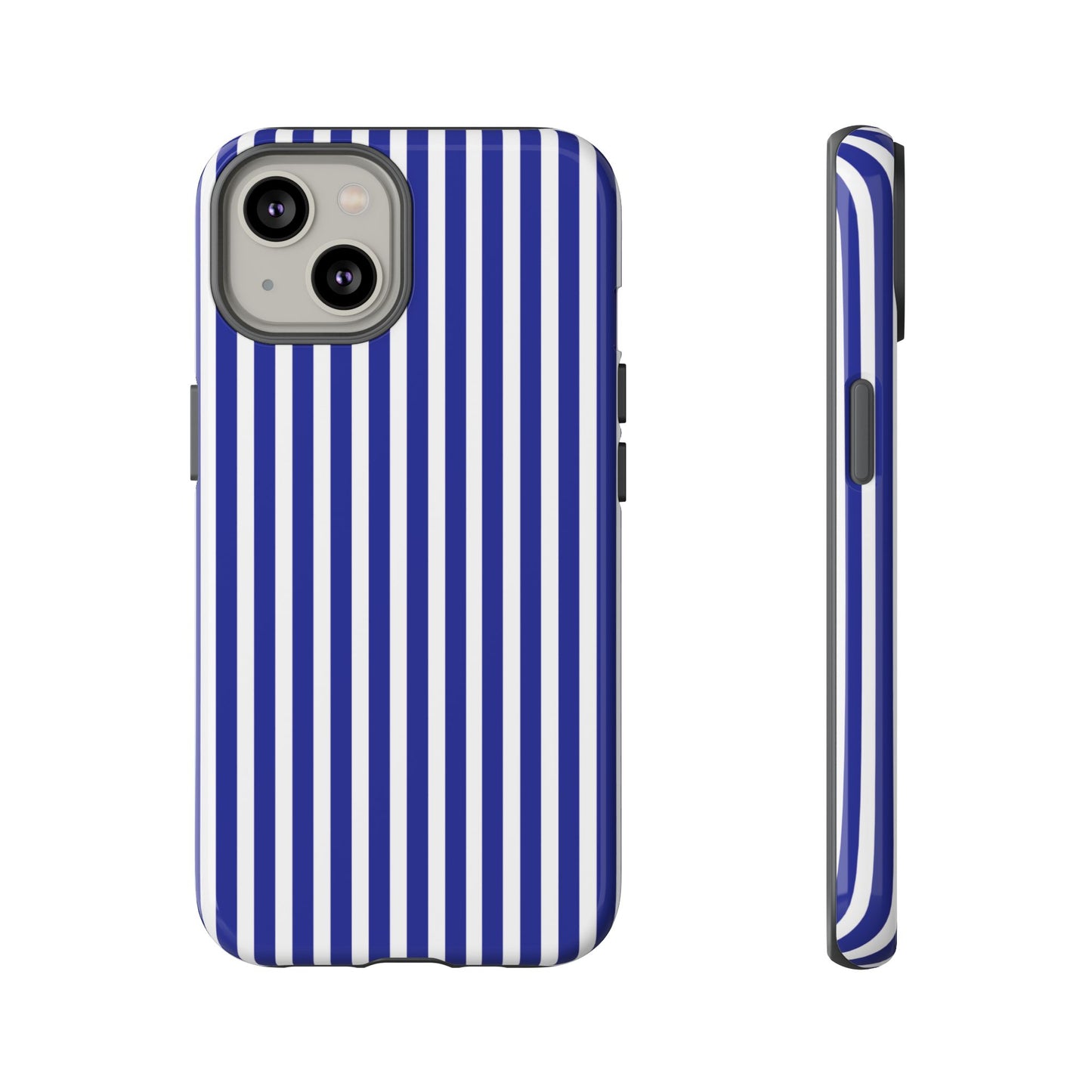 Phone Case, Blue White Striped Tough Case Cover, Protective Phone Cover, Hard Shell Phone Case, Phone Accessories, Phone Protector