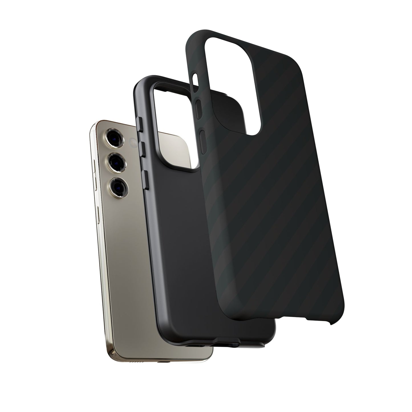Phone Case, Black Diagonal Pattern Tough Gloss Finish Protective Cover, iPhone, Samsung, Google Pixel, Unique Geometric Design, Gift