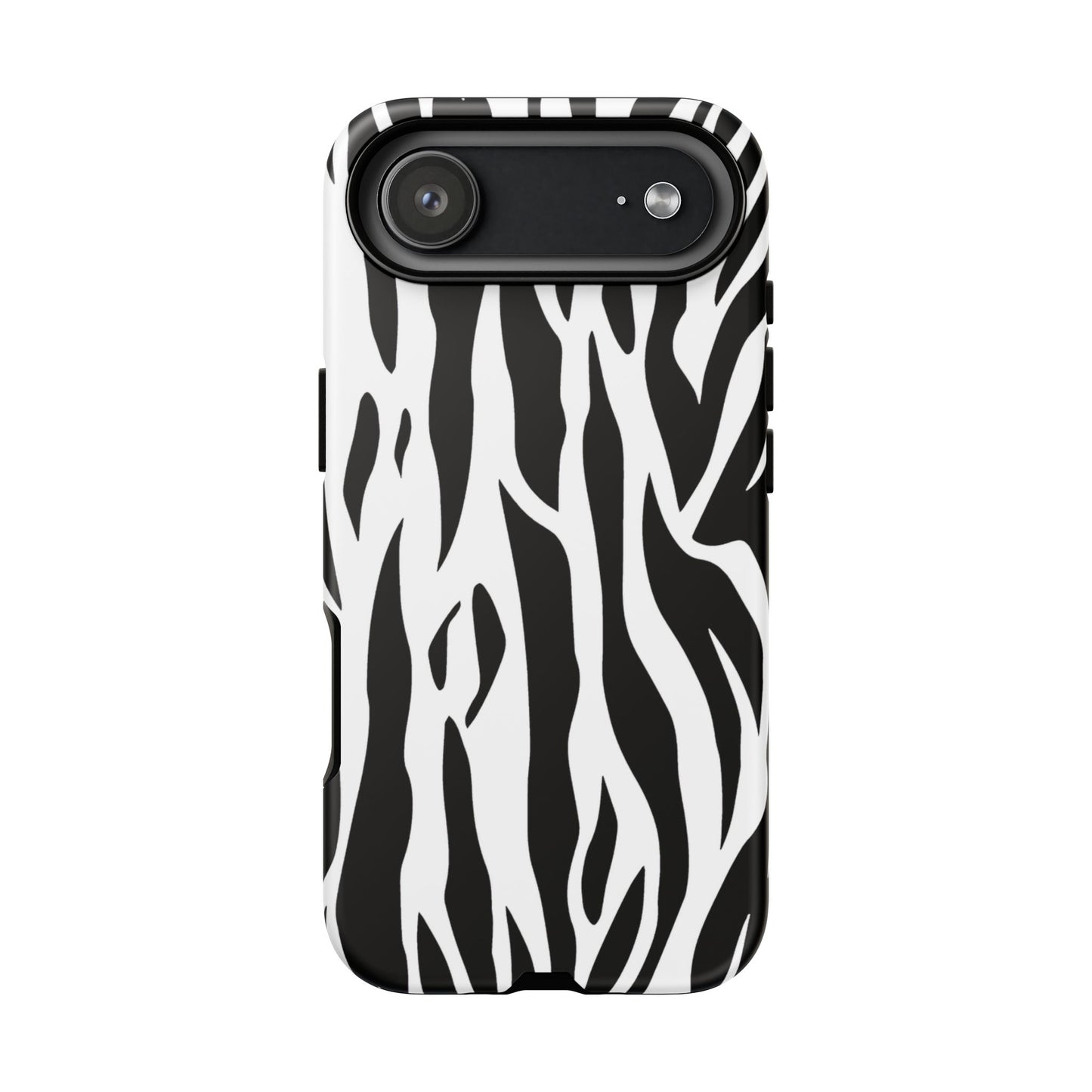Black White Tiger Print Tough Case Cover for iPhone Samsung and Google phones.