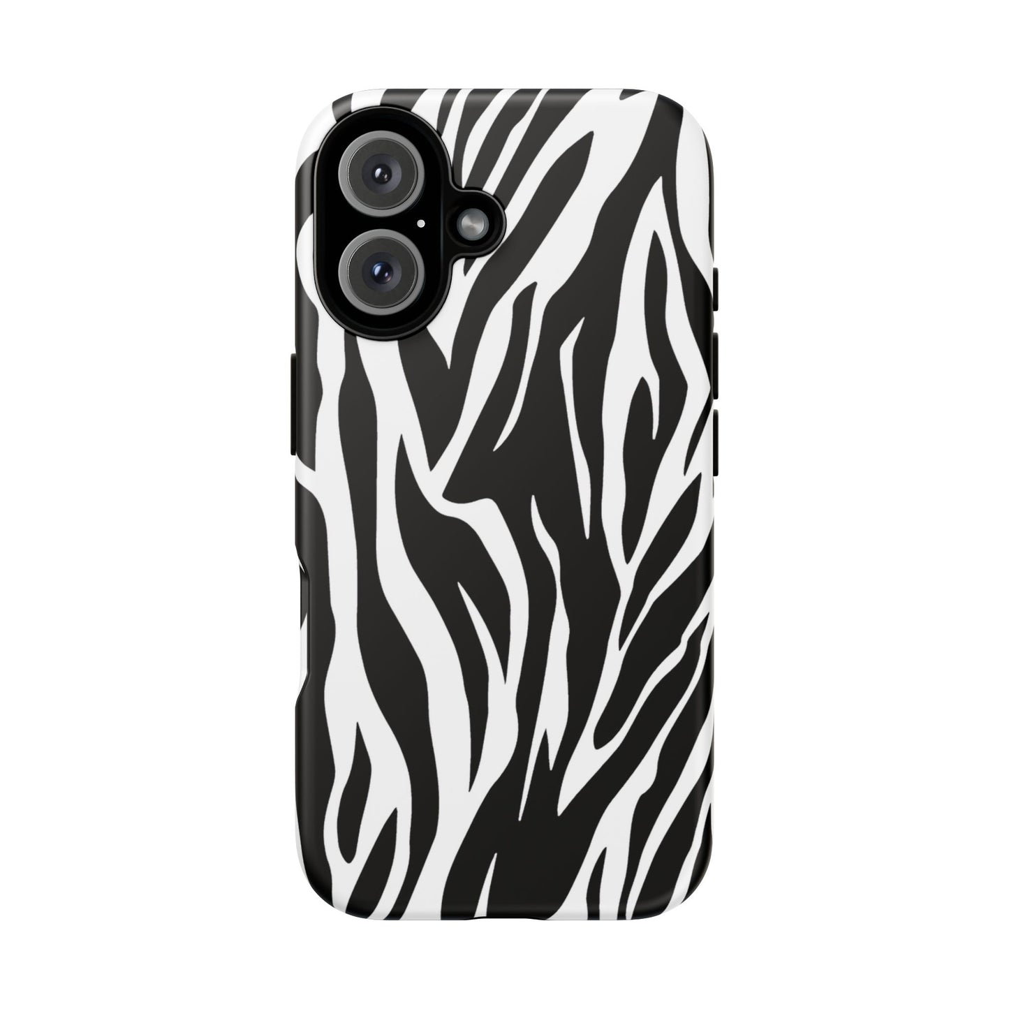 Black White Tiger Print Tough Case Cover for iPhone Samsung and Google phones.