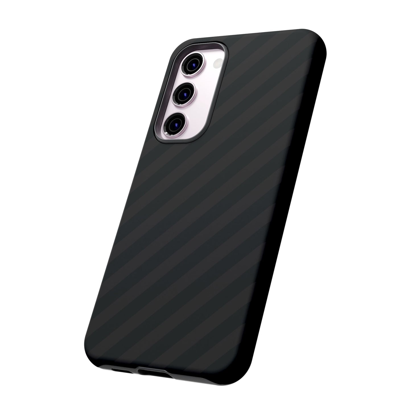 Phone Case, Black Diagonal Pattern Tough Gloss Finish Protective Cover, iPhone, Samsung, Google Pixel, Unique Geometric Design, Gift