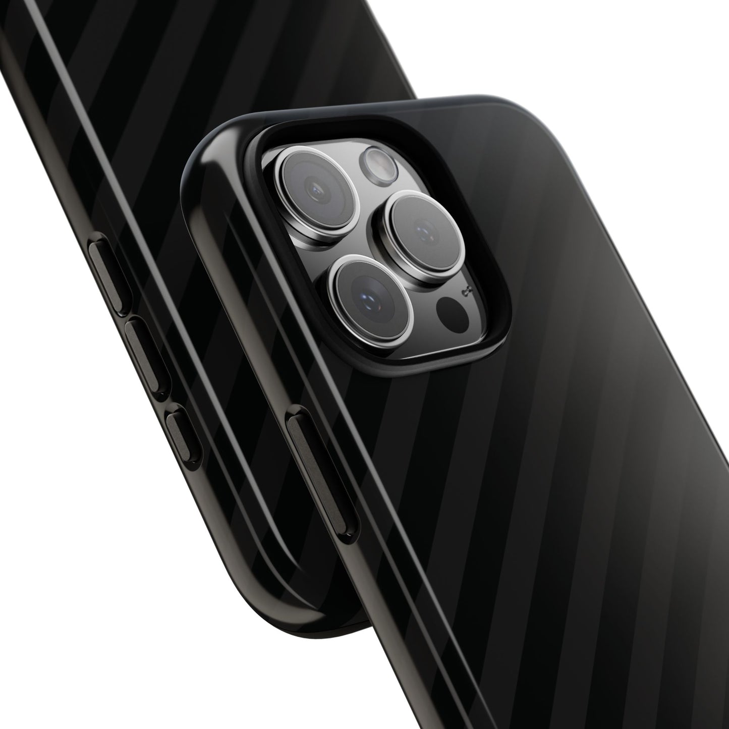 Phone Case, Black Diagonal Pattern Tough Gloss Finish Protective Cover, iPhone, Samsung, Google Pixel, Unique Geometric Design, Gift