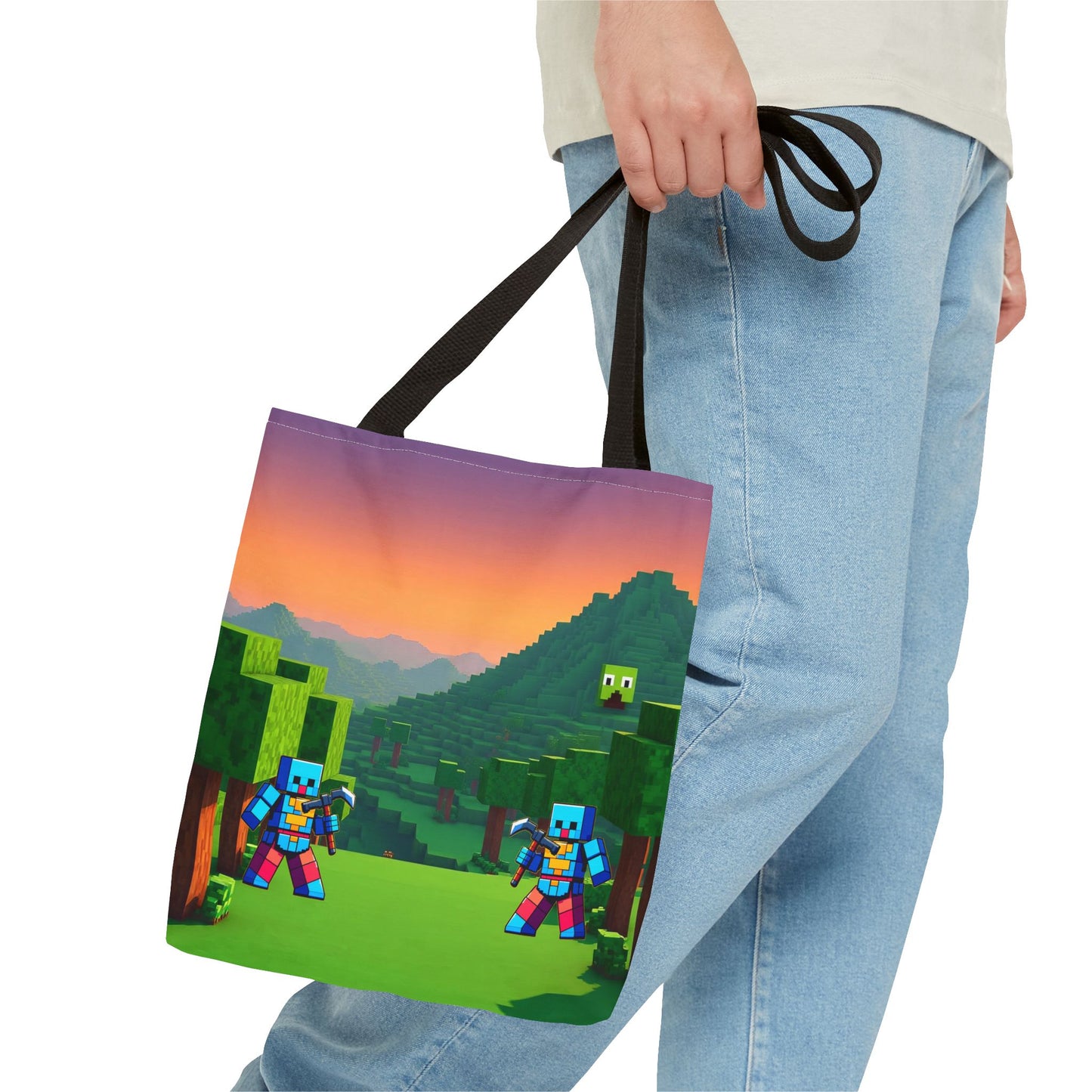 Blocks Tote Bag for Kids, Minecraft Inspired, School Tote, Gaming Bag, Children's Book Bag, Gift for Gamers