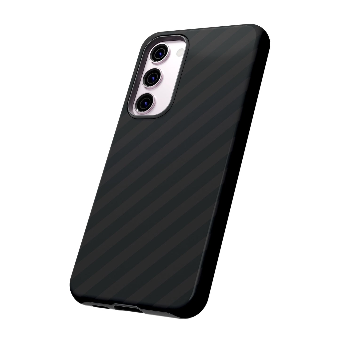Phone Case, Black Diagonal Pattern Tough Gloss Finish Protective Cover, iPhone, Samsung, Google Pixel, Unique Geometric Design, Gift