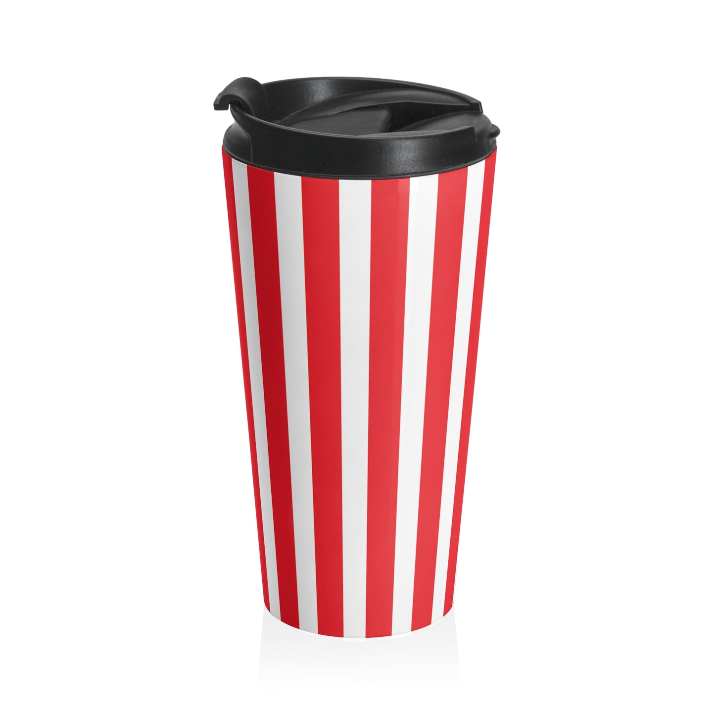 Retro Striped Travel Mug, Vintage Red White Stainless Steel Tumbler Cup,