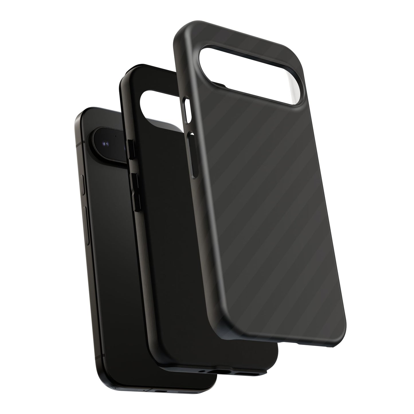 Phone Case, Black Diagonal Pattern Tough Gloss Finish Protective Cover, iPhone, Samsung, Google Pixel, Unique Geometric Design, Gift