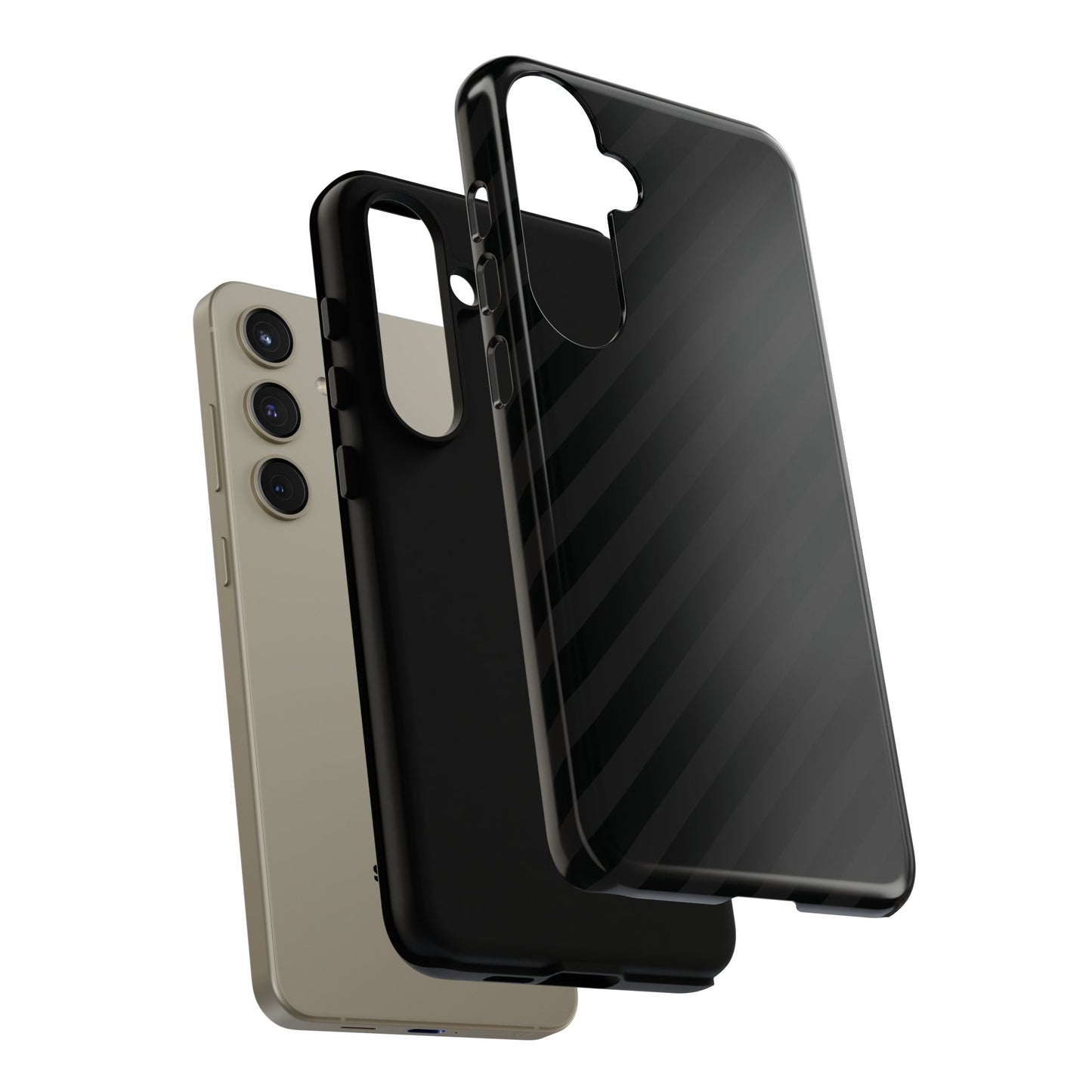 Phone Case, Black Diagonal Pattern Tough Gloss Finish Protective Cover, iPhone, Samsung, Google Pixel, Unique Geometric Design, Gift