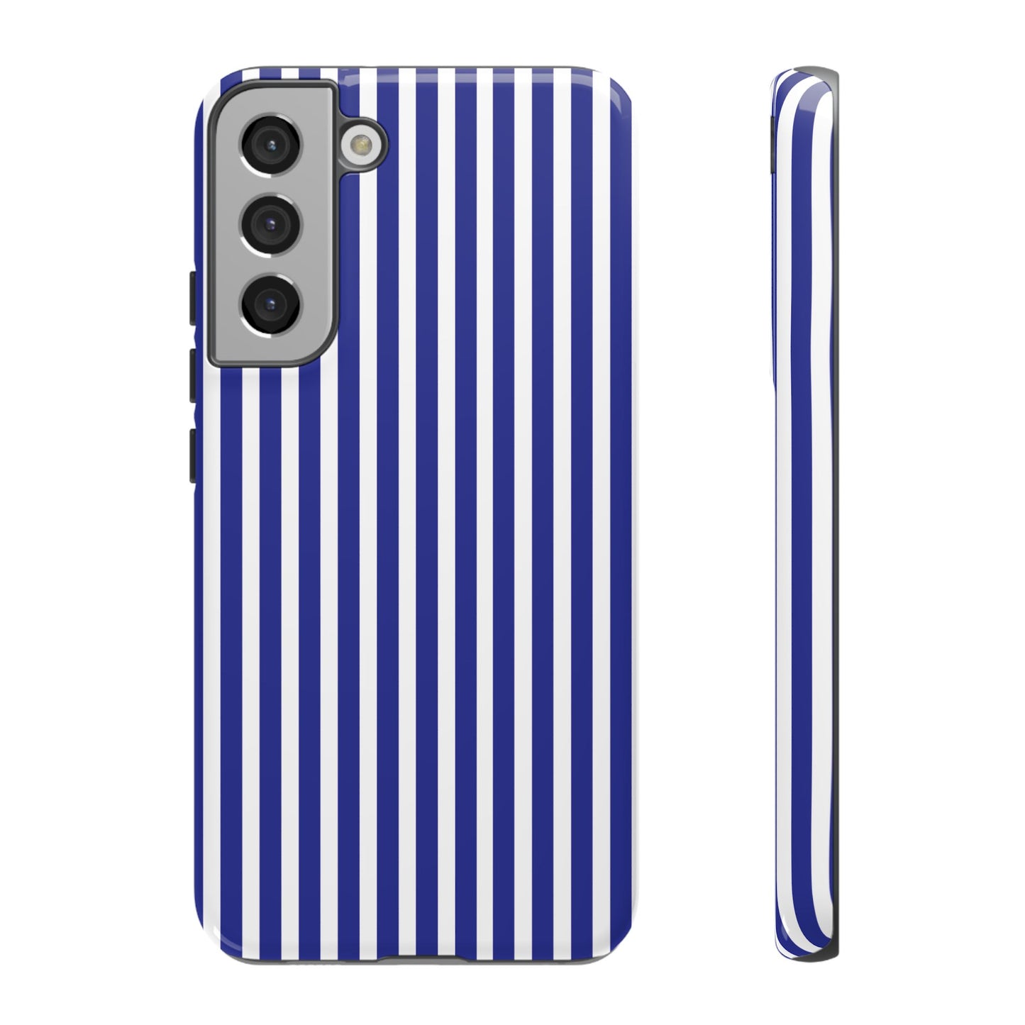 Phone Case, Blue White Striped Tough Case Cover, Protective Phone Cover, Hard Shell Phone Case, Phone Accessories, Phone Protector