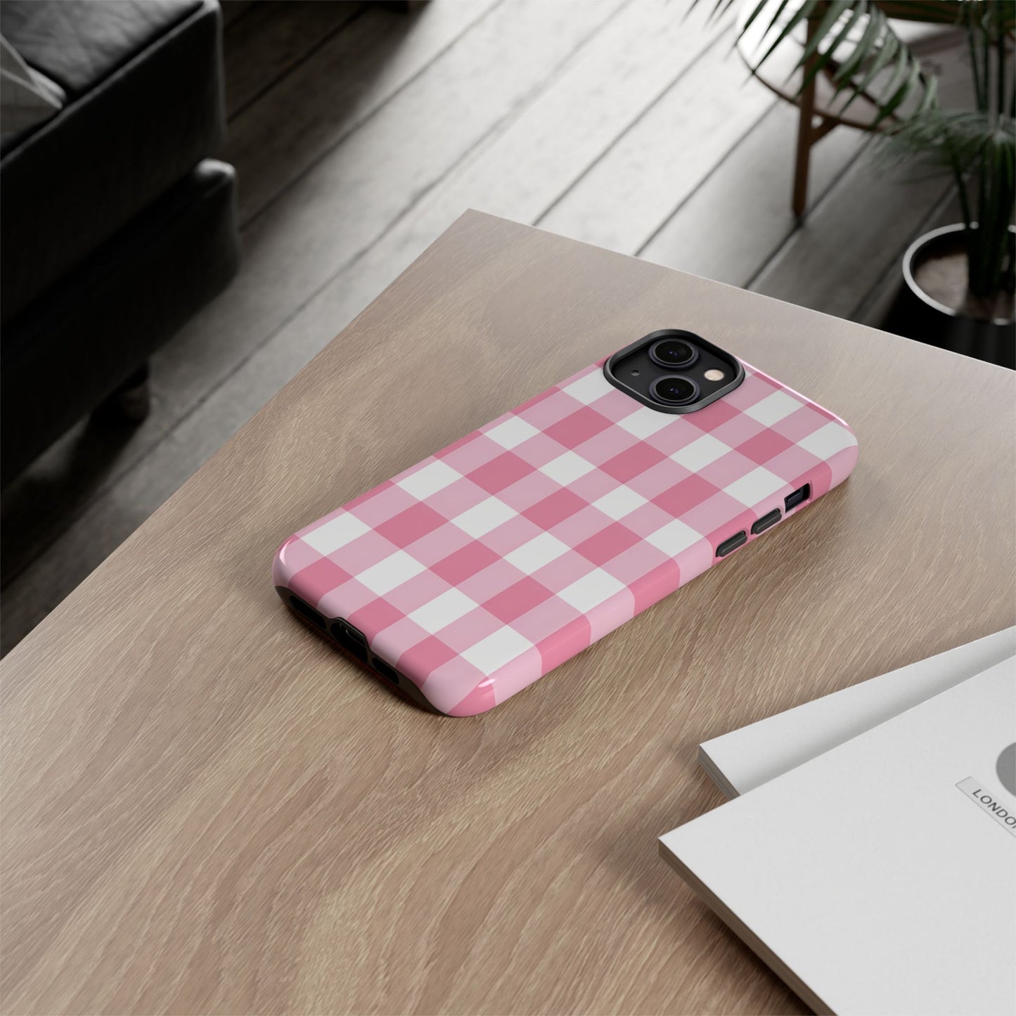 Pink Gingham Cute Phone Case Cover, for Fashion Lovers, Gift for Her, Stylish Tech Accessory, Perfect for Birthdays & Holidays