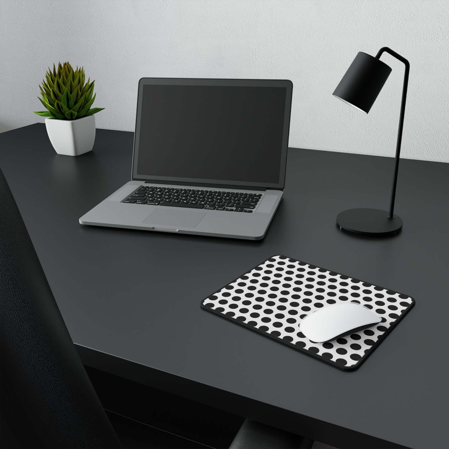 Black and White Polka Dot Mouse Pad