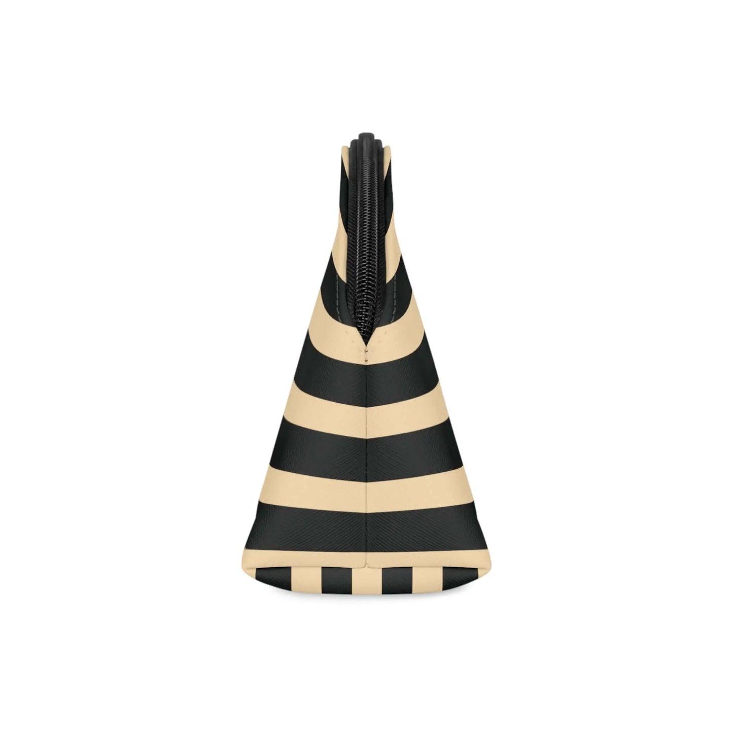 Black, Butter Yellow Stripe Makeup Travel Bag with Removable Strap