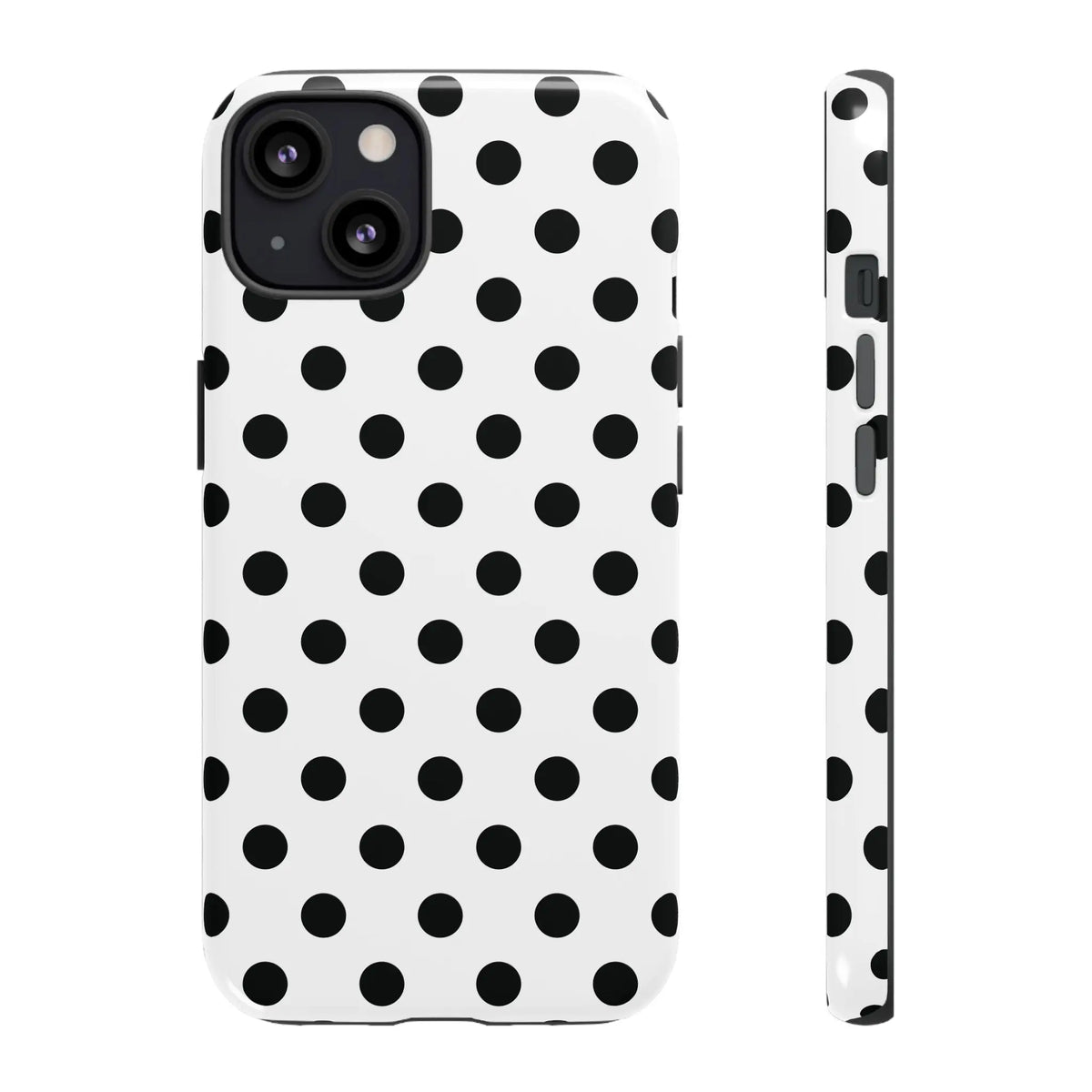 Black White Polka Dot Phone Case Cover. Phone accessories. - iPhone 13 / Glossy - Mobile Phone Cases