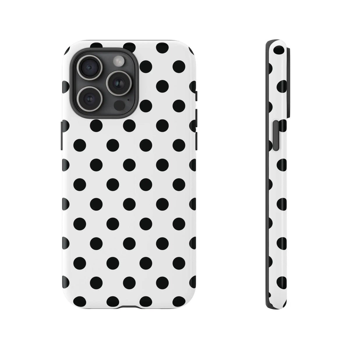 Black White Polka Dot Phone Case Cover. Phone accessories. - iPhone 15 Pro Max / Glossy - Mobile Phone Cases