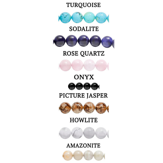 Hope engraved natural stone stretch bracelet with turquoise beads vibrant blue hue and natural matrix patterns