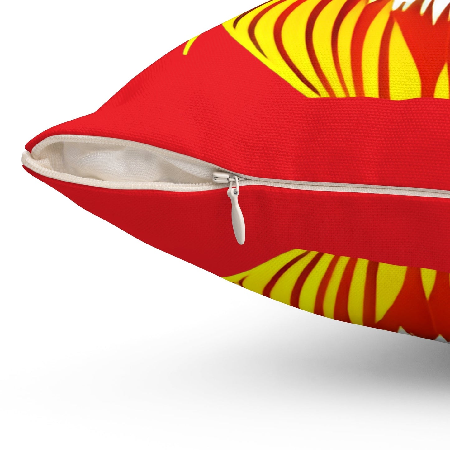 Lion Head Red Square Throw Pillow