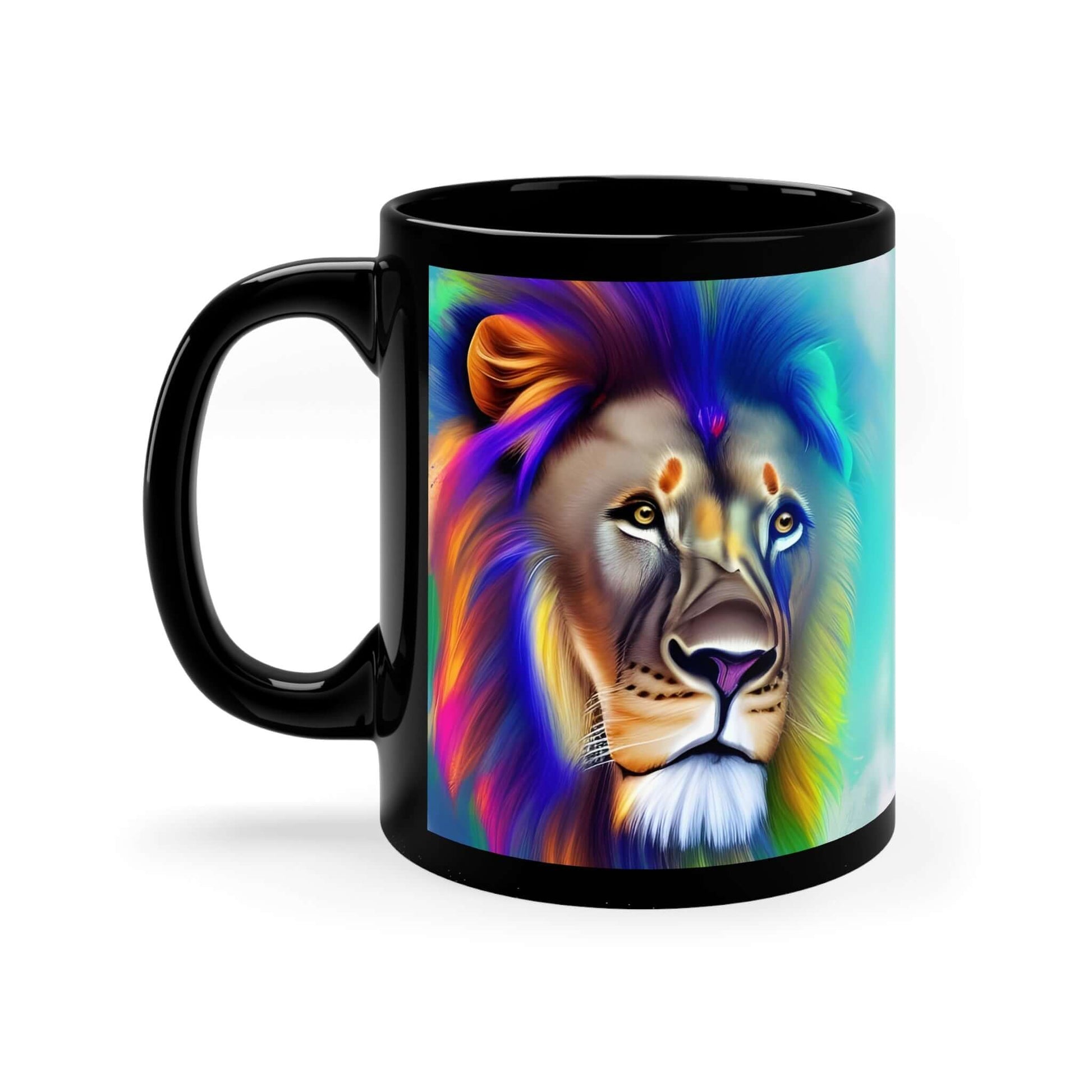Lion Rainbow Black Mug