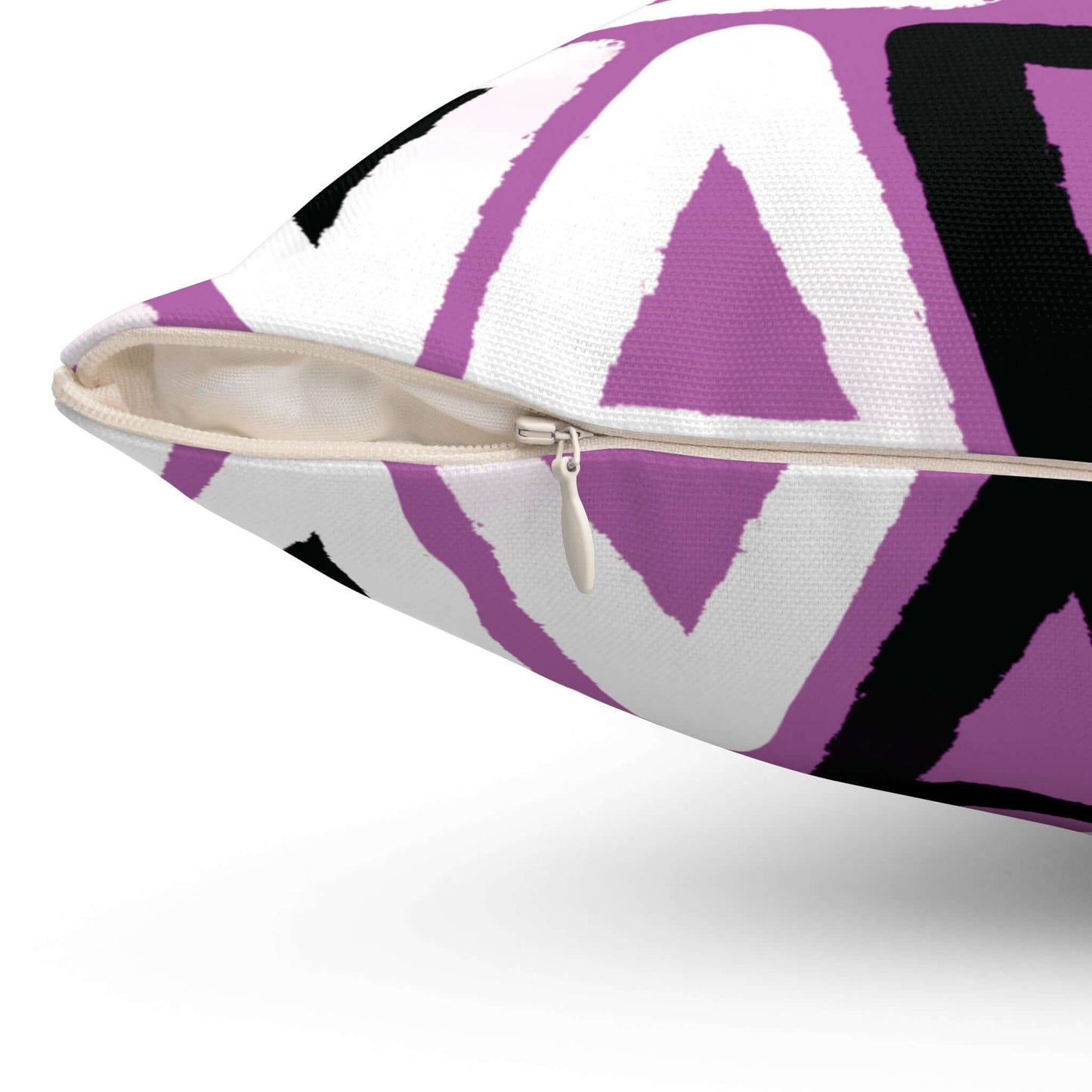 Purple Triangle Pattern Square Spun Polyester Throw Pillow