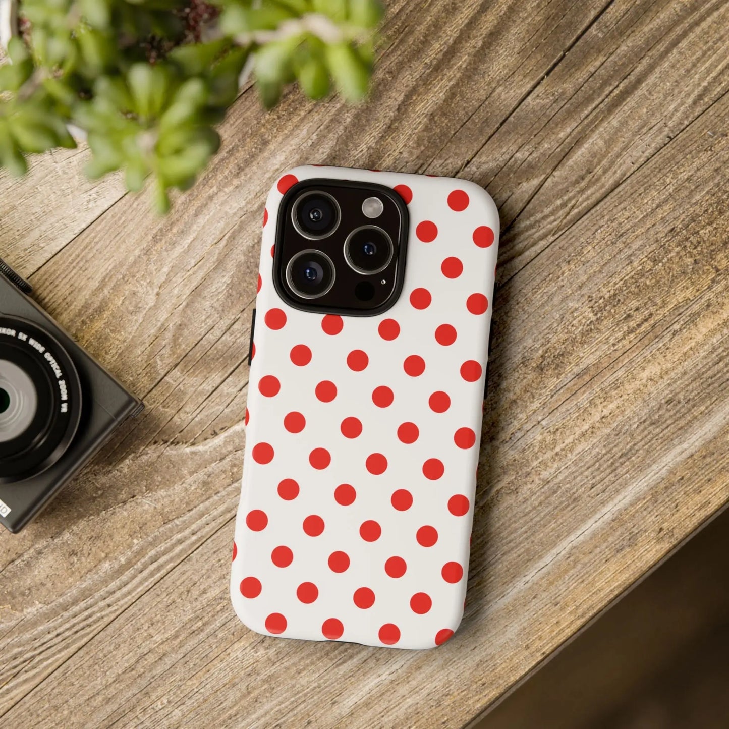 Red White Polka Dot Phone Case Cover for iPhone Samsung and Google Phones - Phone Case