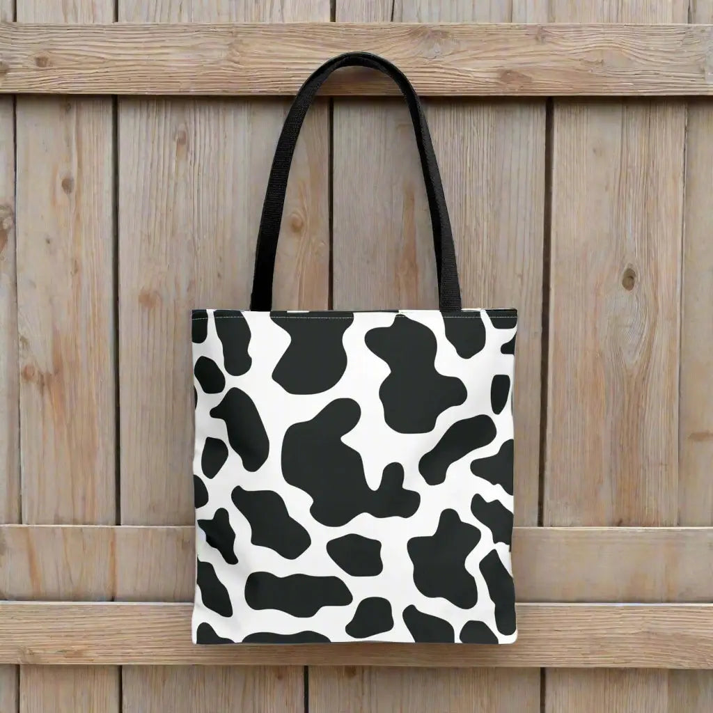 Cow print large tote bag
