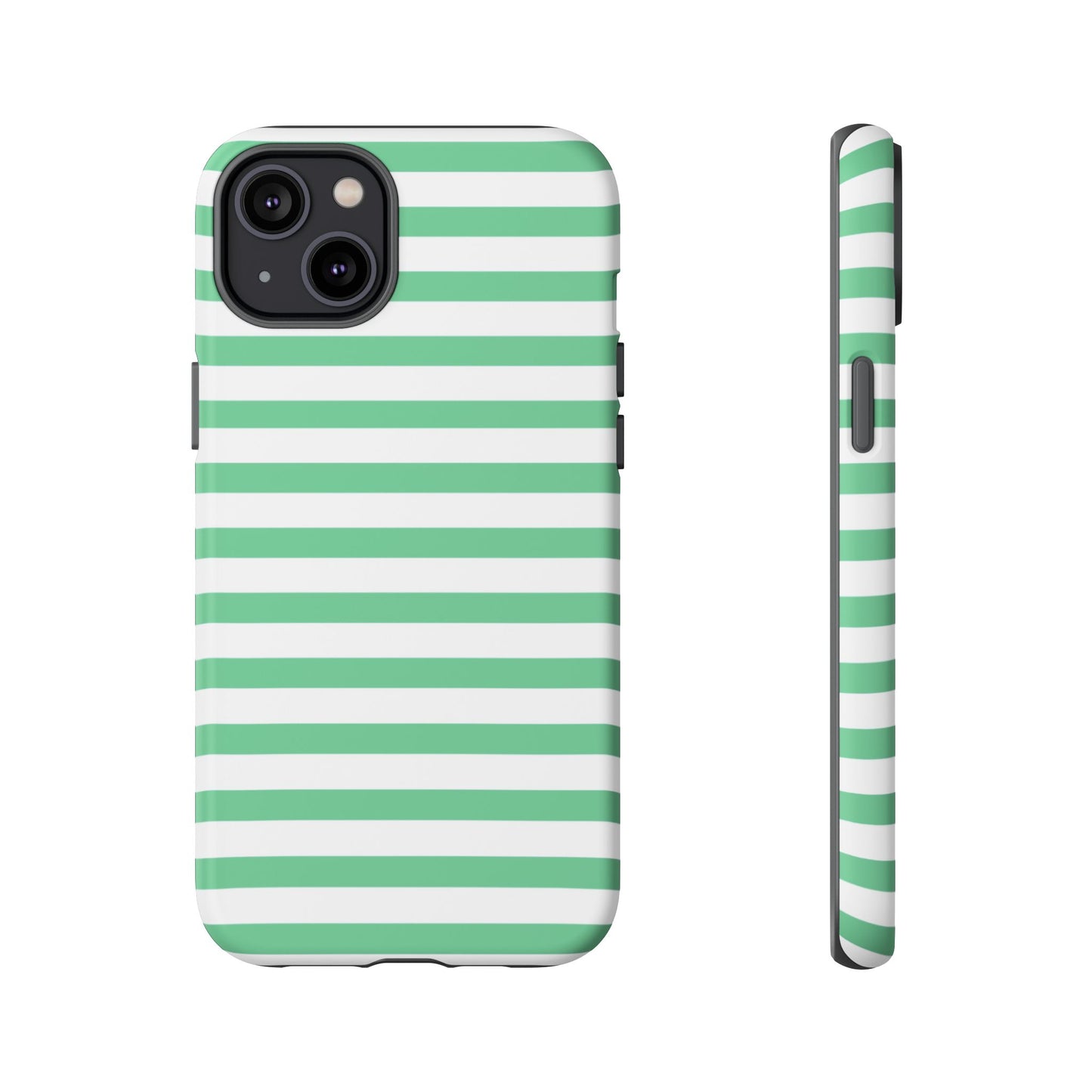 Mint Green Striped Phone Case | Horizontal Candy Stripe iPhone Cover